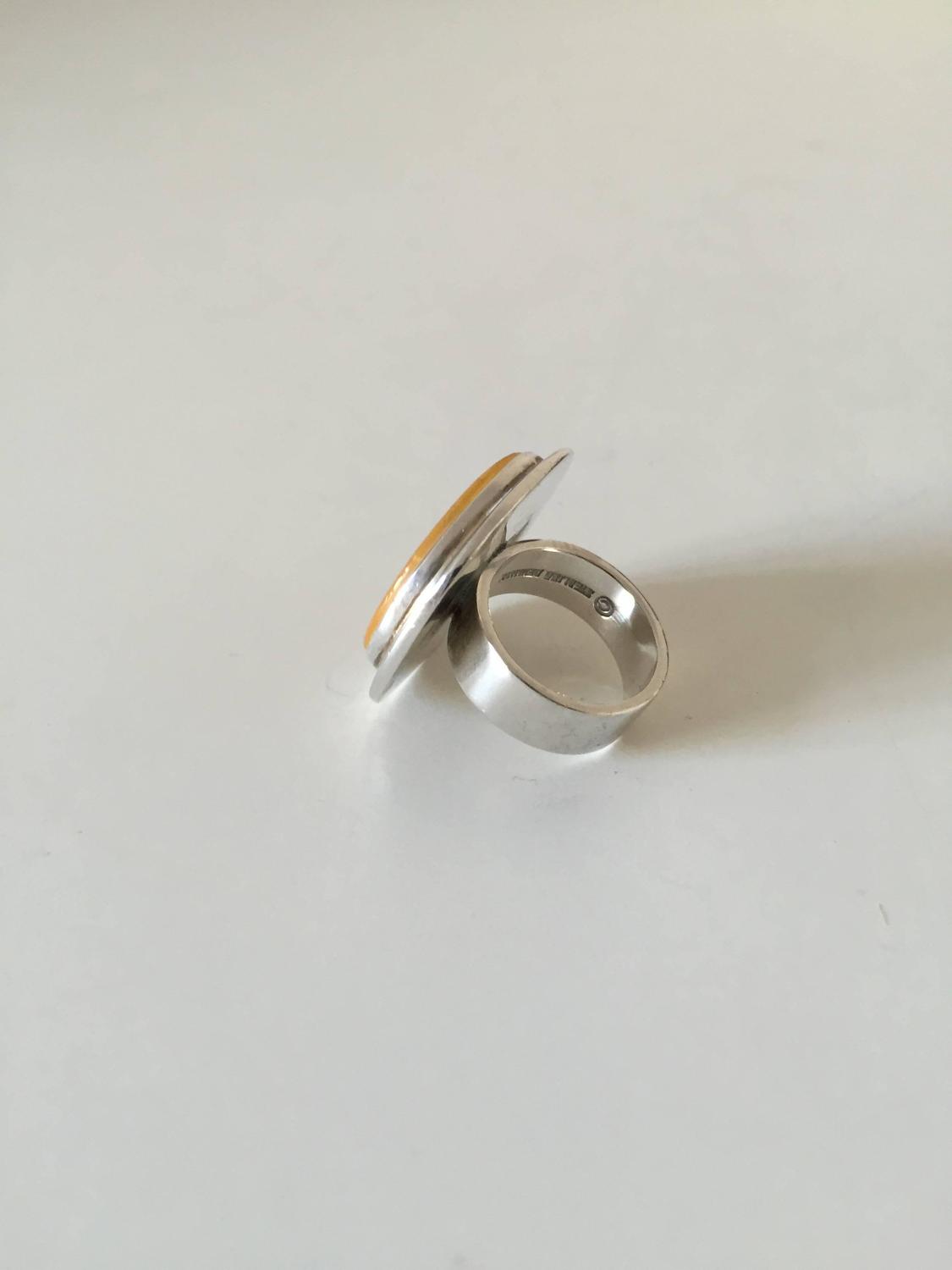 Bent Knudsen Sterling Silver Ring 35 with Amber at 1stdibs