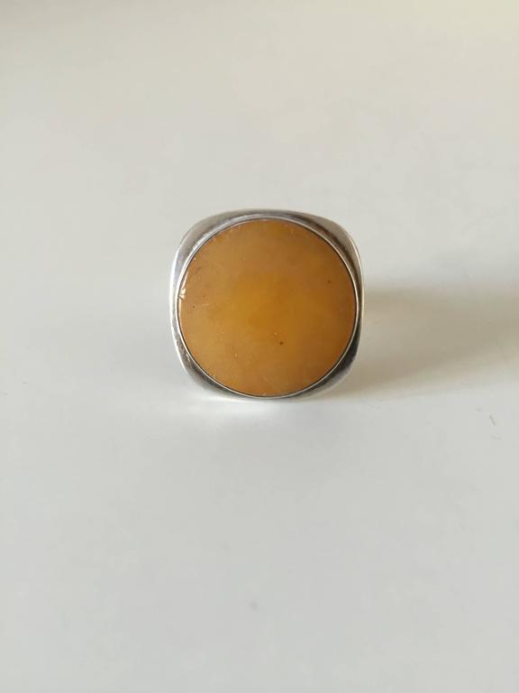 Bent Knudsen Sterling Silver Ring 35 with Amber at 1stdibs