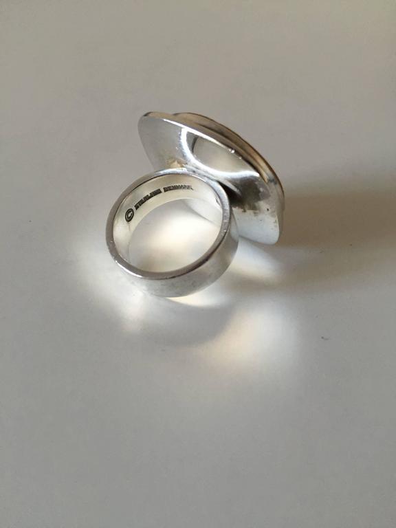 Bent Knudsen Sterling Silver Ring 35 with Amber at 1stdibs