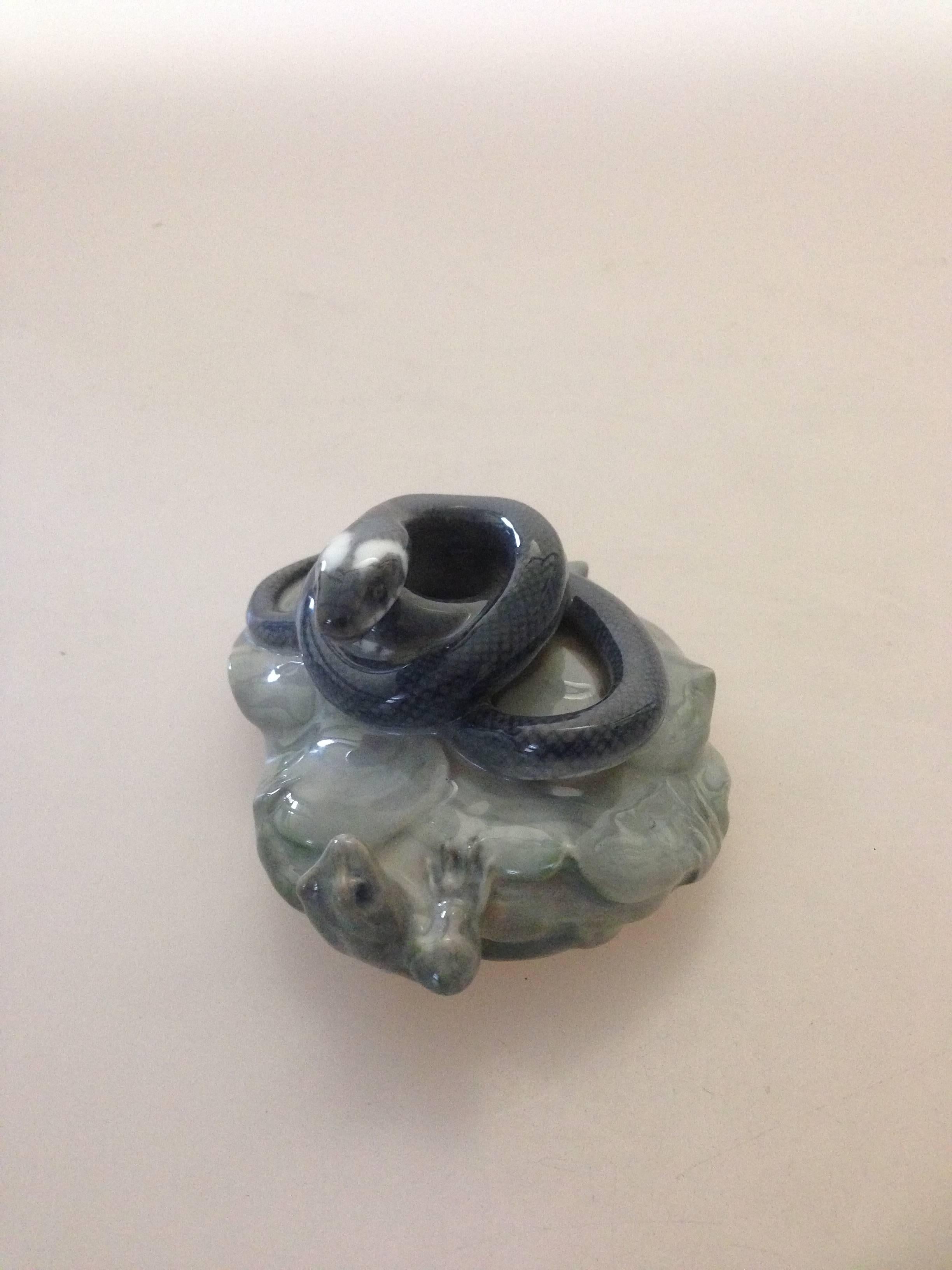 Early 20th Century Royal Copenhagen Art Nouveau Paperweight with Snake and Frog