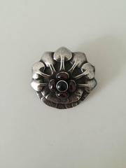 Early 20th Century Georg Jensen Sterling Silver Brooch with Red Stones