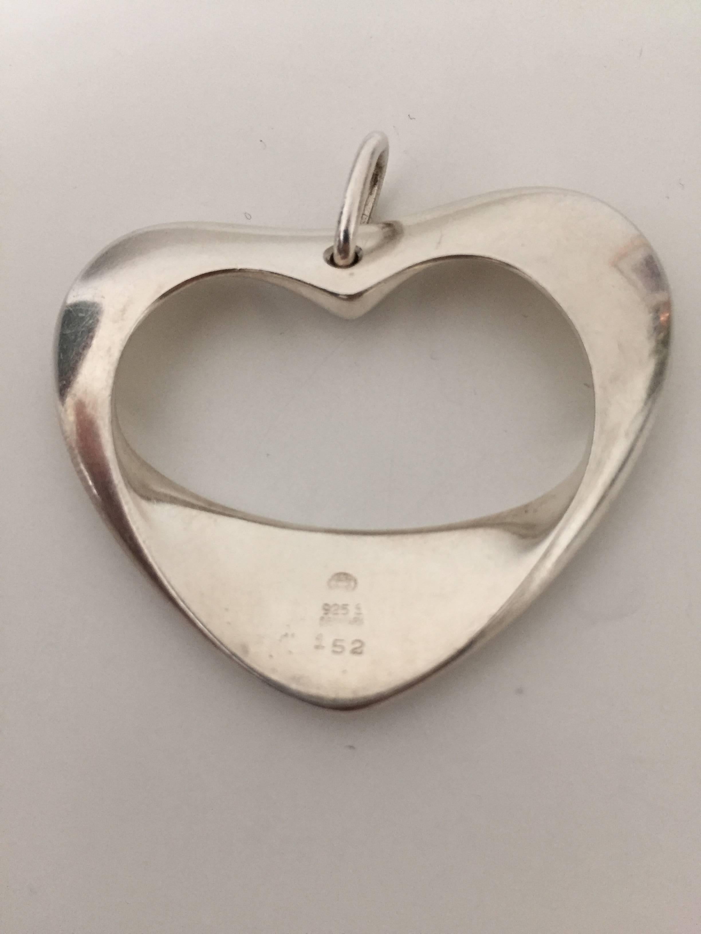 Danish Georg Jensen Sterling Silver Heart Pendant