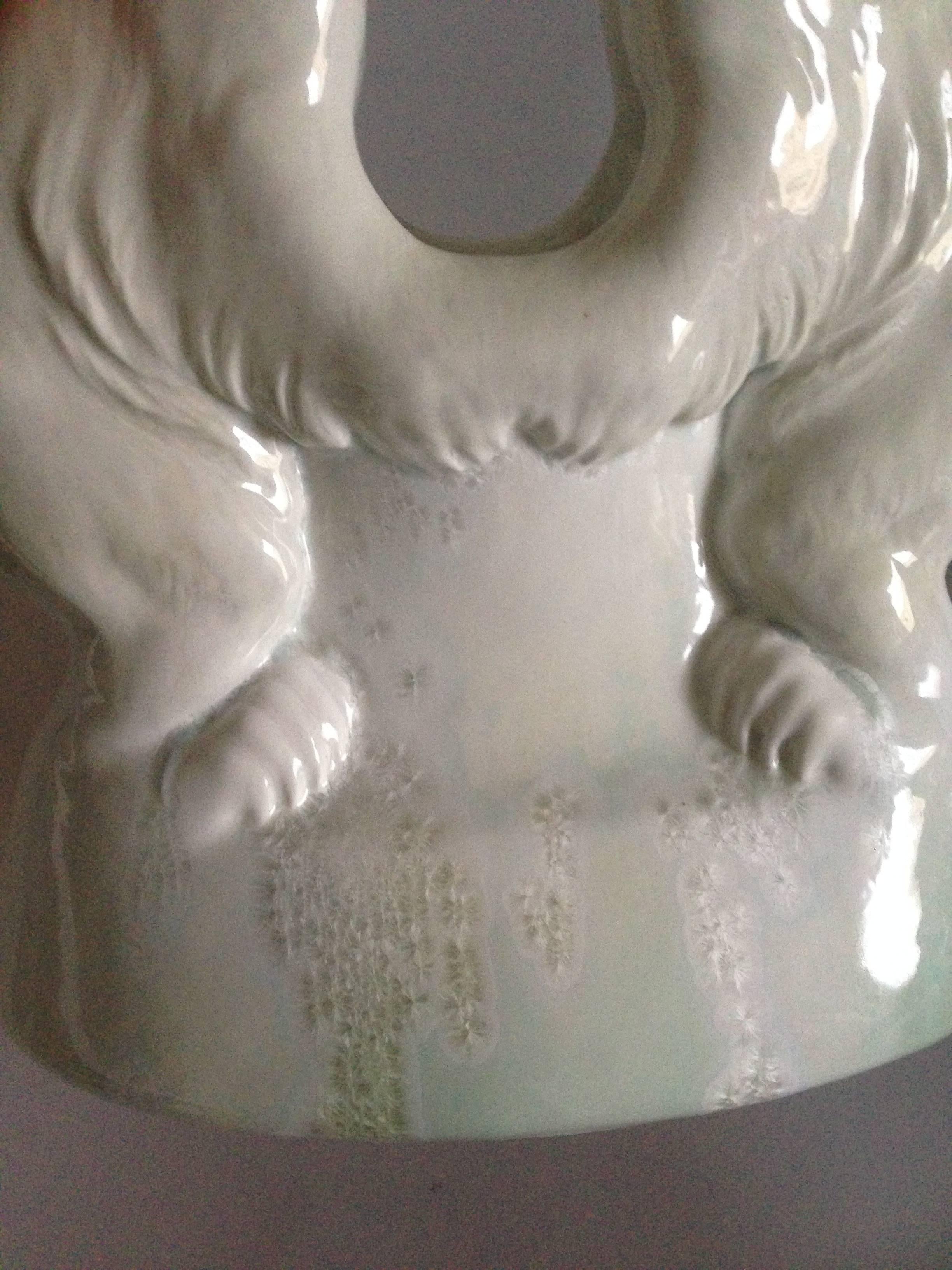 Danish Huge Royal Copenhagen Art Nouveau Crystalline Vase with Two Polar Bears For Sale