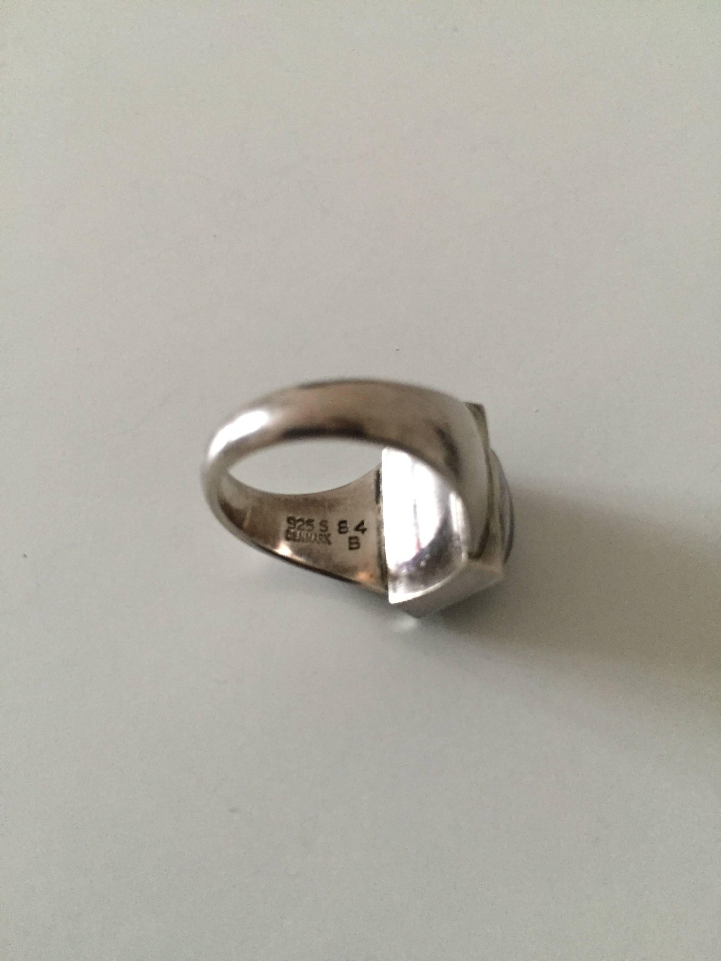 Georg Jensen Sterling Silver Ring with Stone In Good Condition In Copenhagen, DK