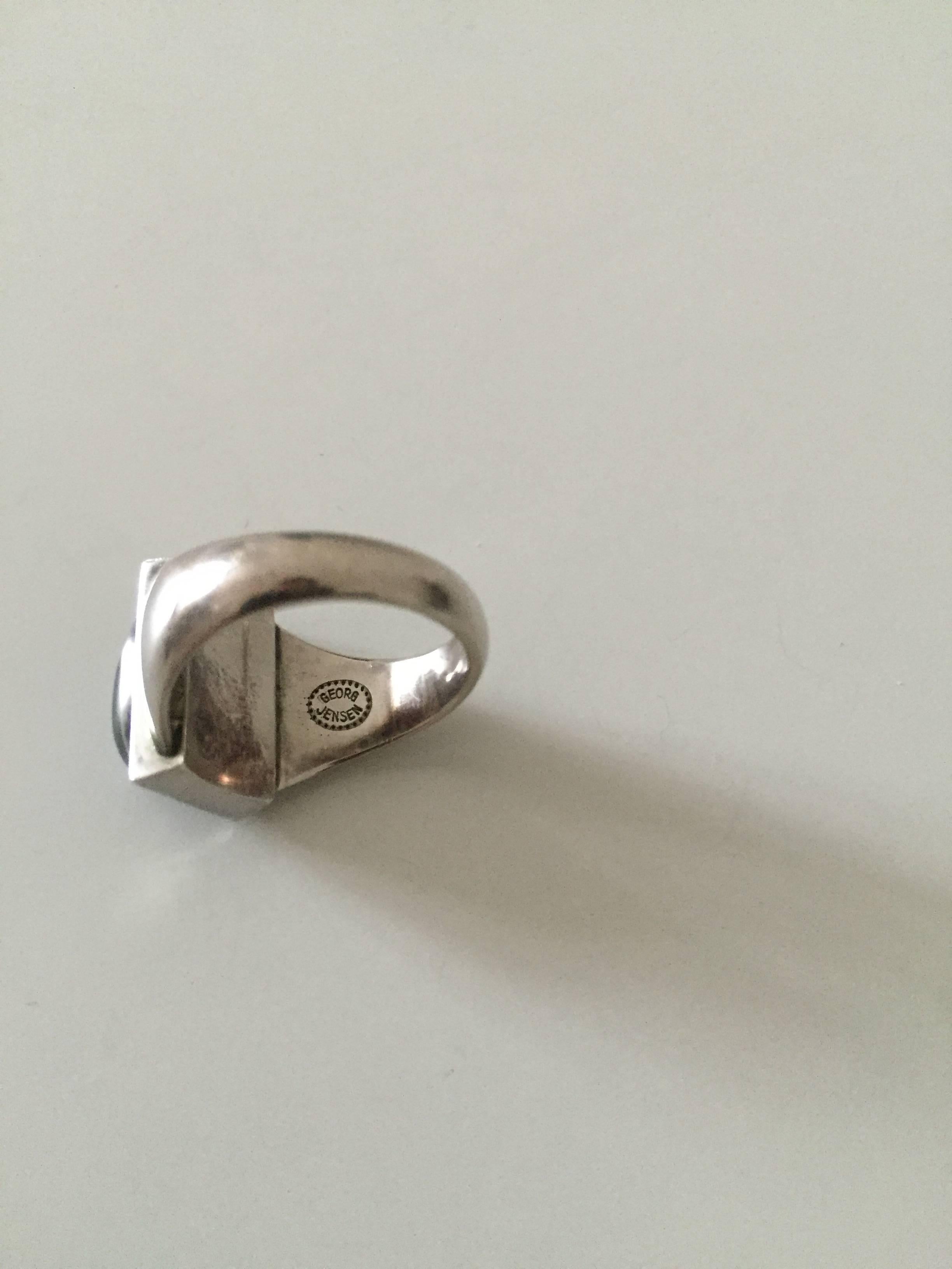 20th Century Georg Jensen Sterling Silver Ring with Stone