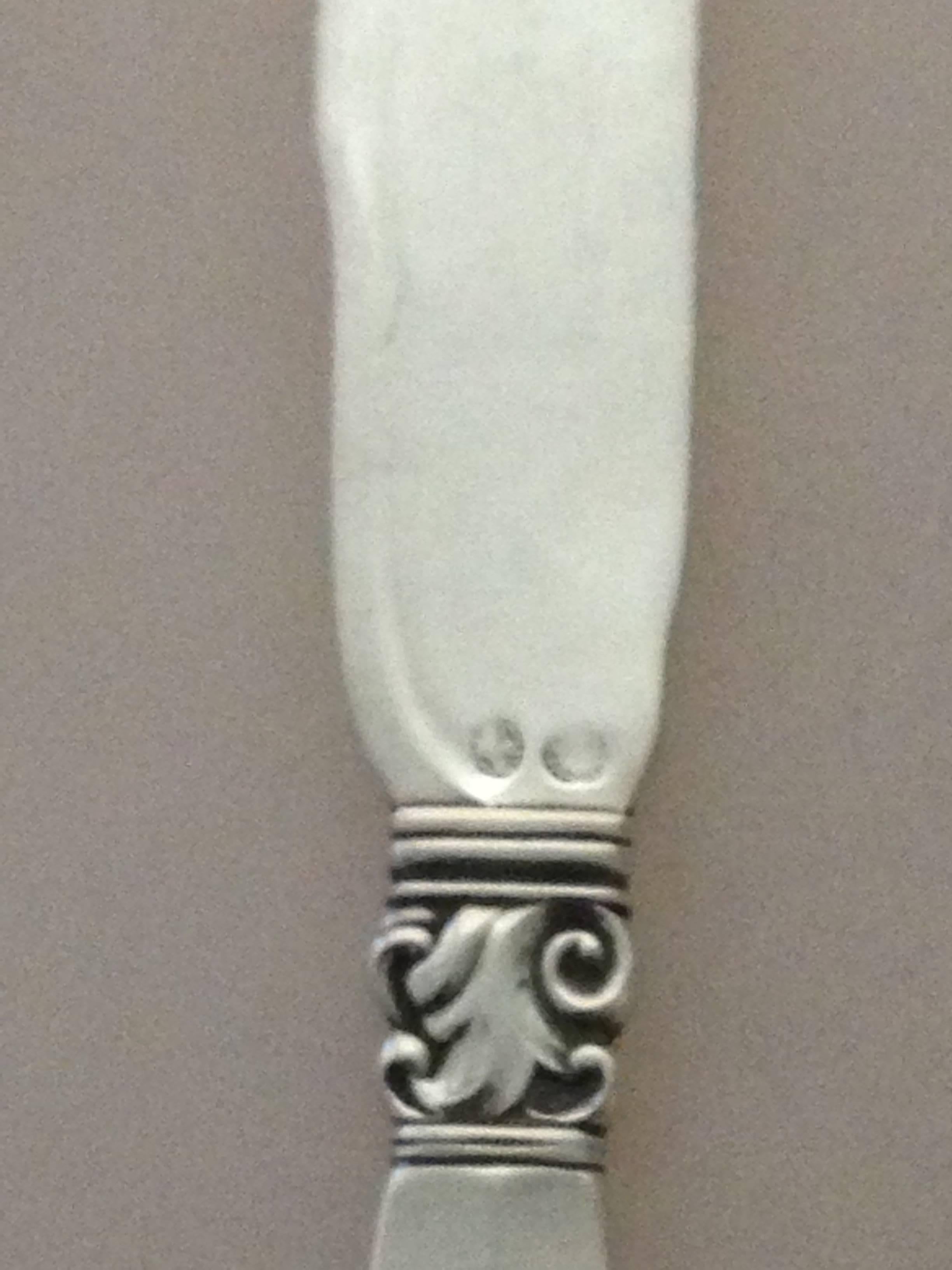 Art Nouveau Georg Jensen Acanthus Large Silver Cake Knife in Full Silver Rare For Sale