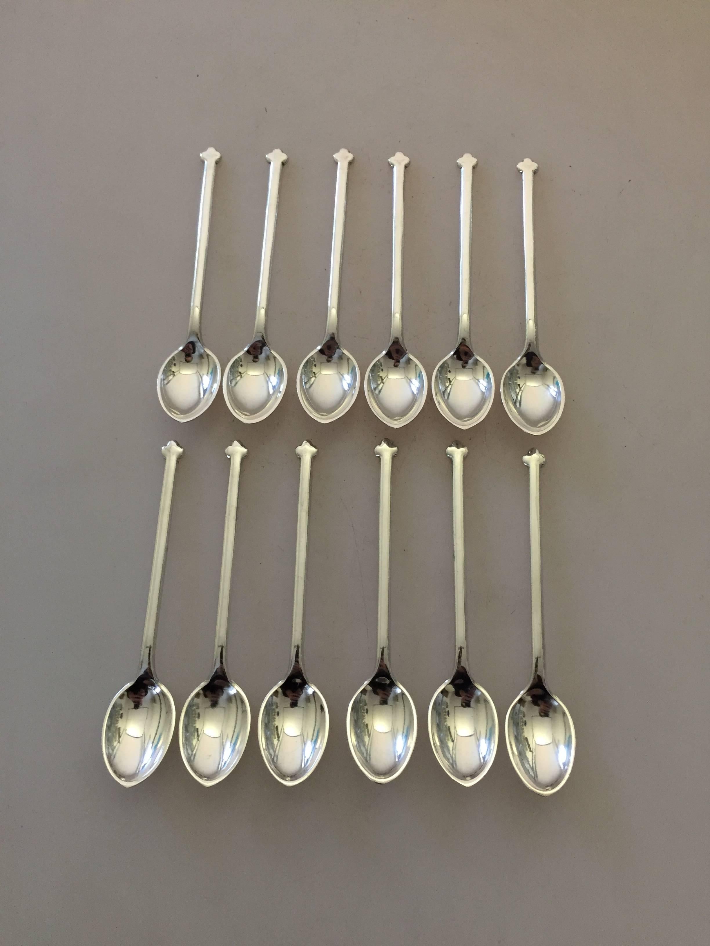 20th Century 12 Hans Hansen Sterling Silver Coffee Spoons For Sale