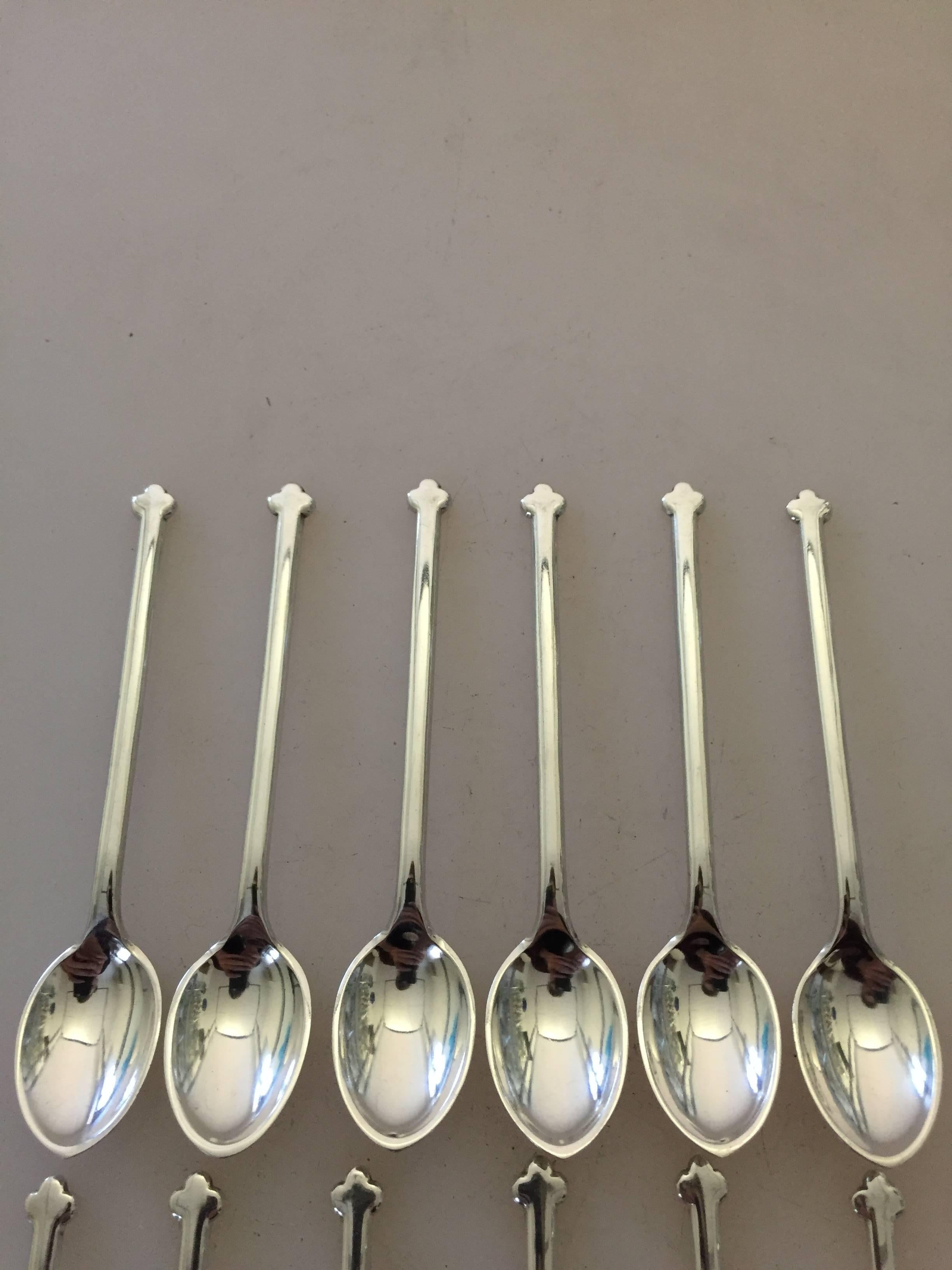 12 Hans Hansen Sterling Silver Coffee Spoons For Sale 1