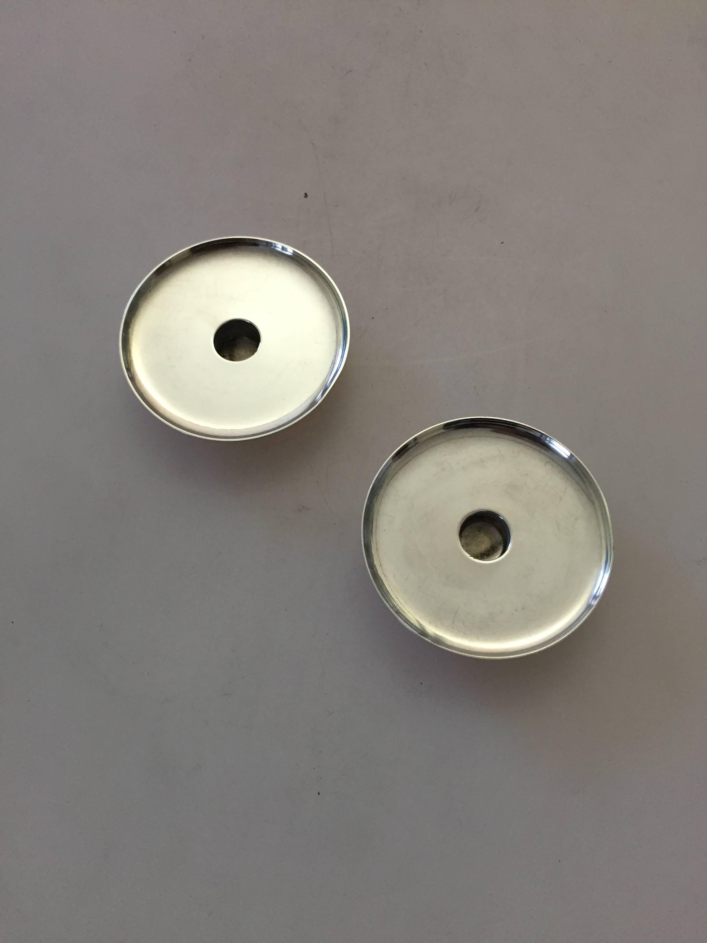 Georg Jensen Sterling Silver Candleholders In Excellent Condition In Copenhagen, DK