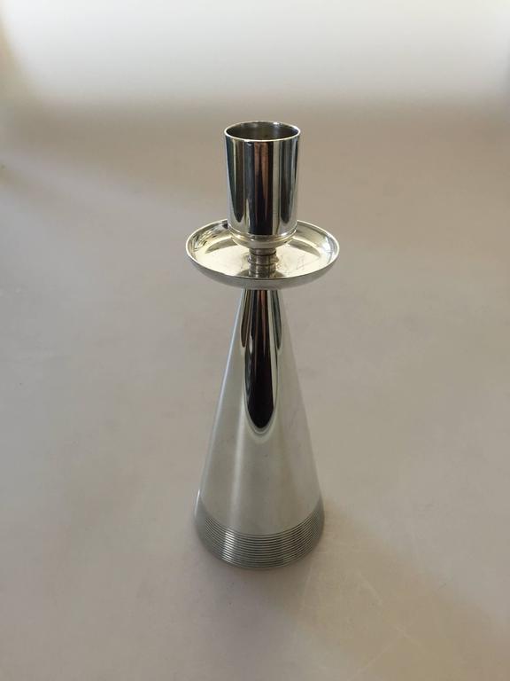 Danish Sterling Silver Candlestick by Svend Toxværd In Excellent Condition For Sale In Copenhagen, DK