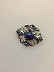 Georg Jensen Sterling Silver Brooch with Lapis Lazuli and Moonstones #173
