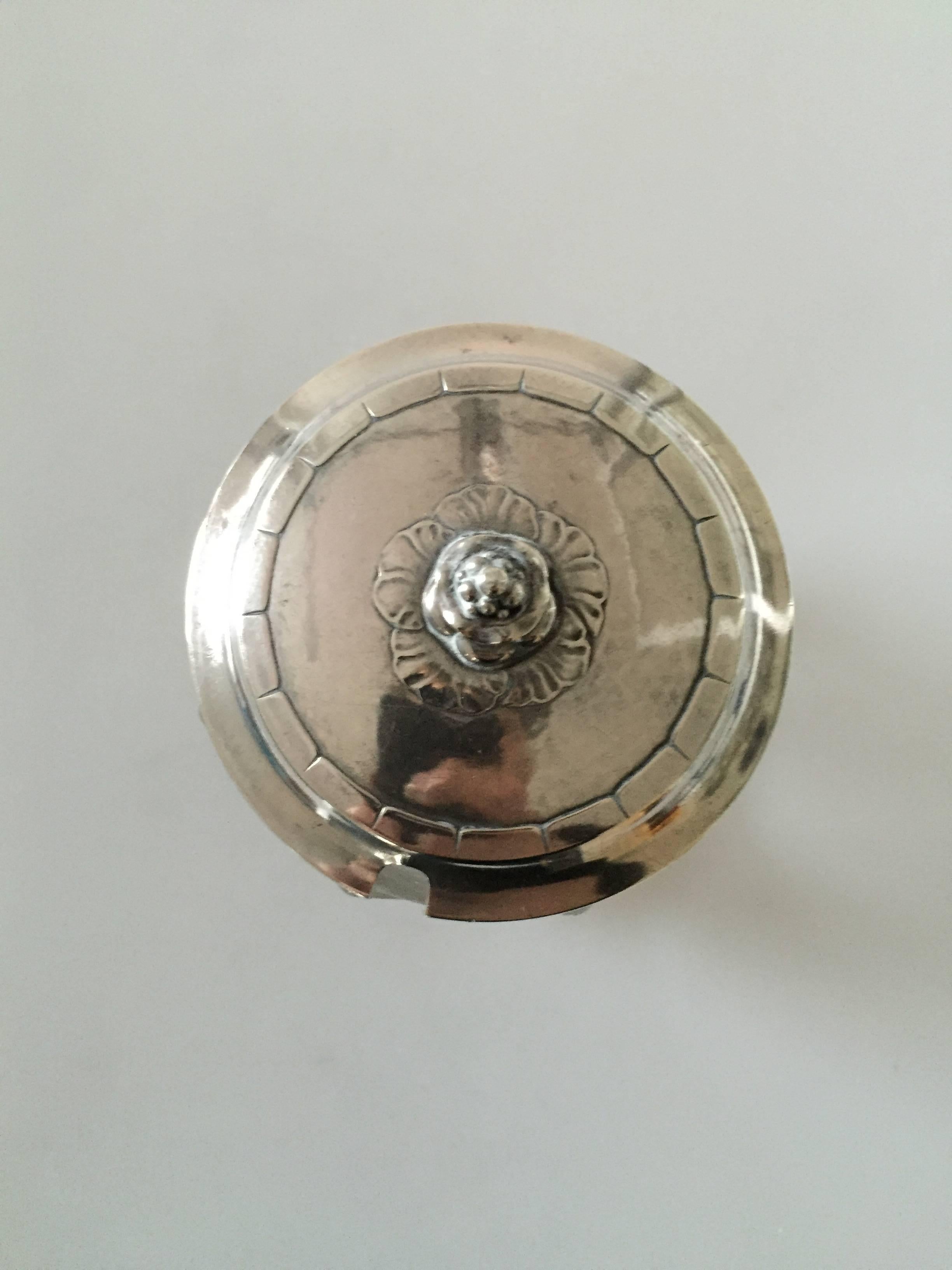 Georg Jensen Crystal Jar with Sterling Silver Lid #486 In Excellent Condition For Sale In Copenhagen, DK