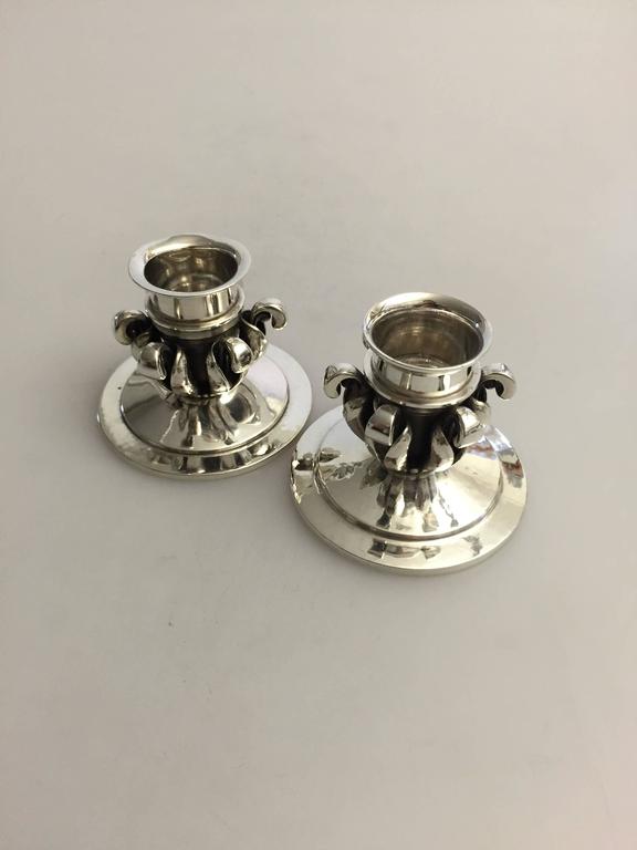 Jensen Pair of Sterling Silver Candlesticks 598 For Sale at 1stDibs