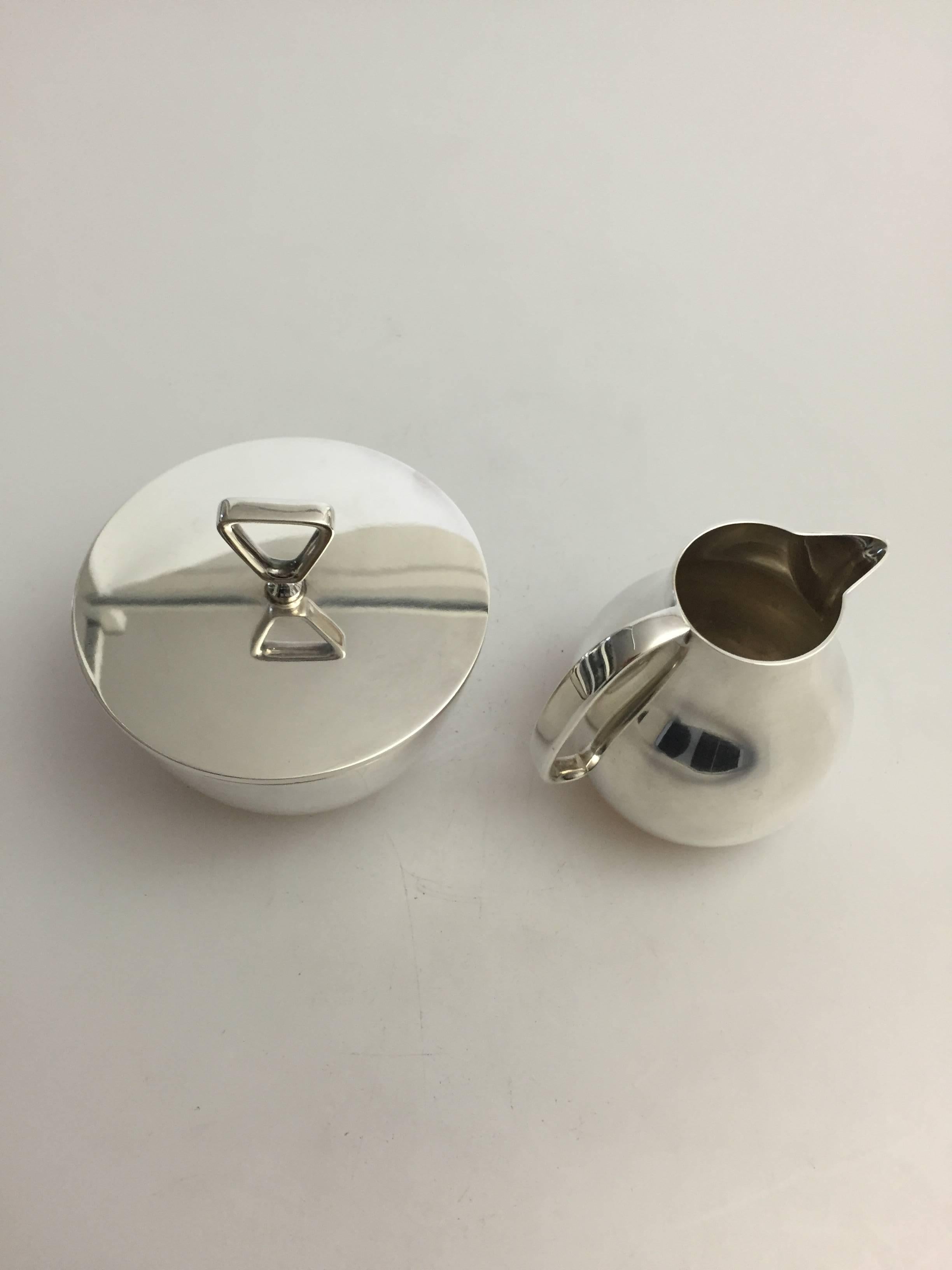 Georg Jensen Sterling Silver Sigvard Bernadotte Creamer and Sugar Bowl #1015 1