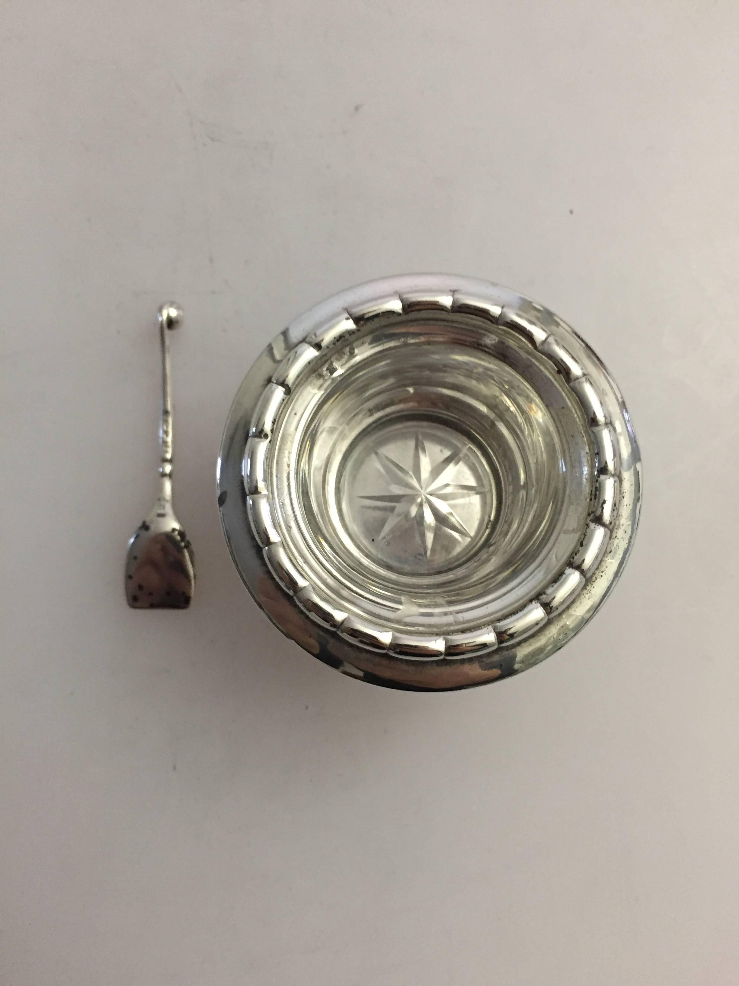 Danish Georg Jensen Sterling Silver Salt Dish #236 with Spoon #130