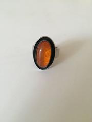 N.E. From Danish Sterling Silver Ring with Amber