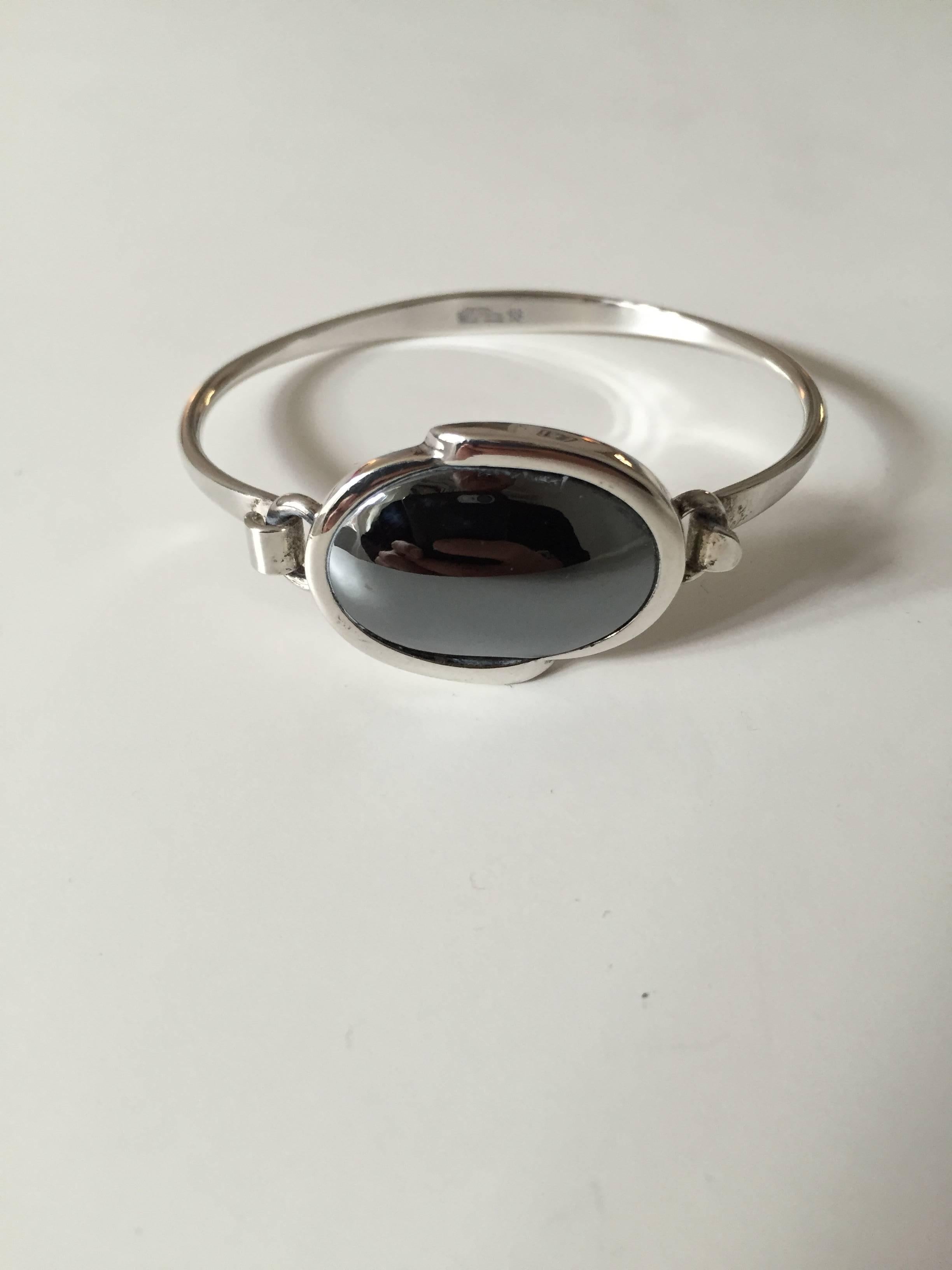 20th Century N.E. From Danish Sterling Silver Bracelet with Hematite Stone