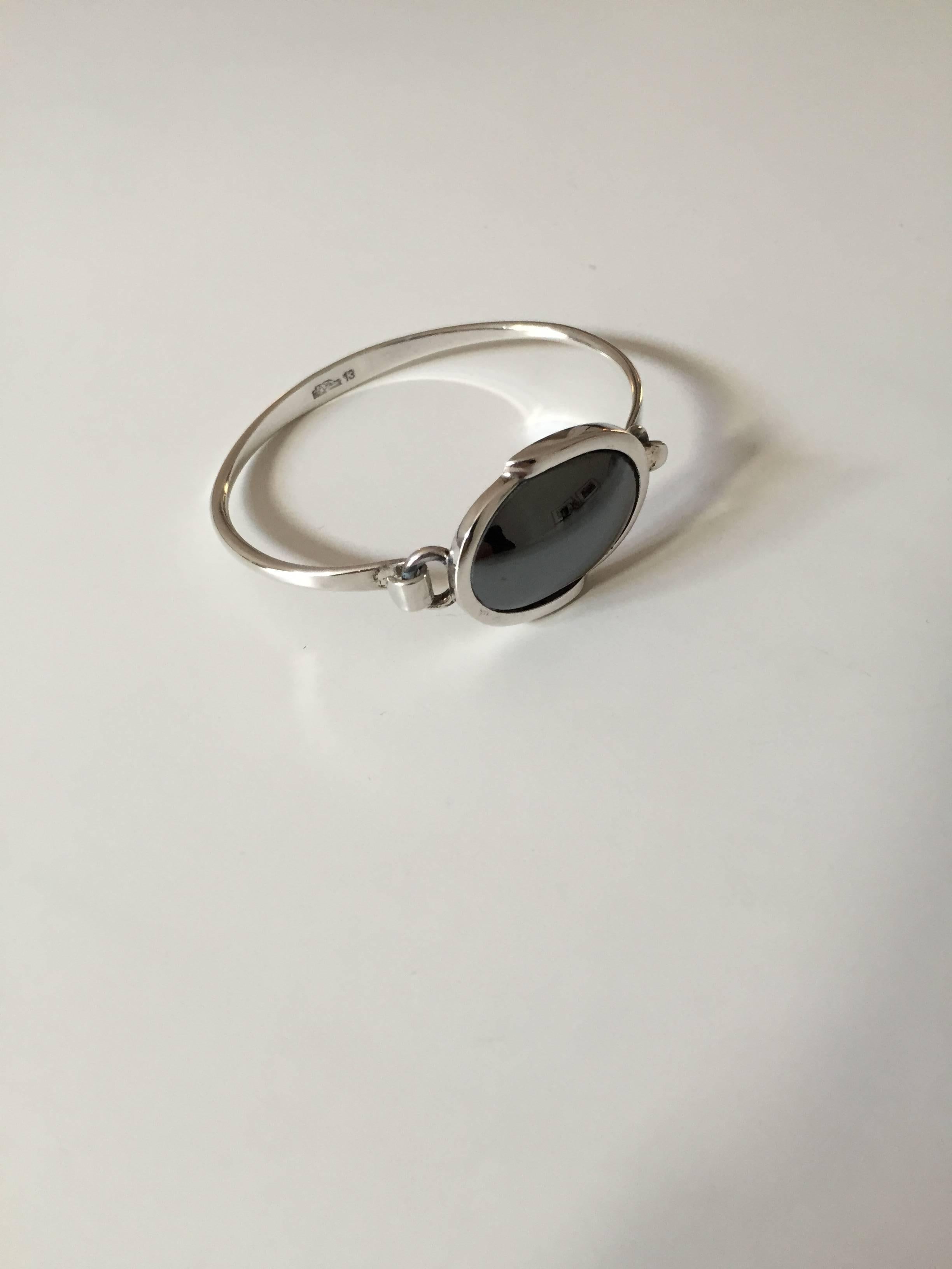 N.E. From Danish Sterling Silver Bracelet with Hematite Stone 2