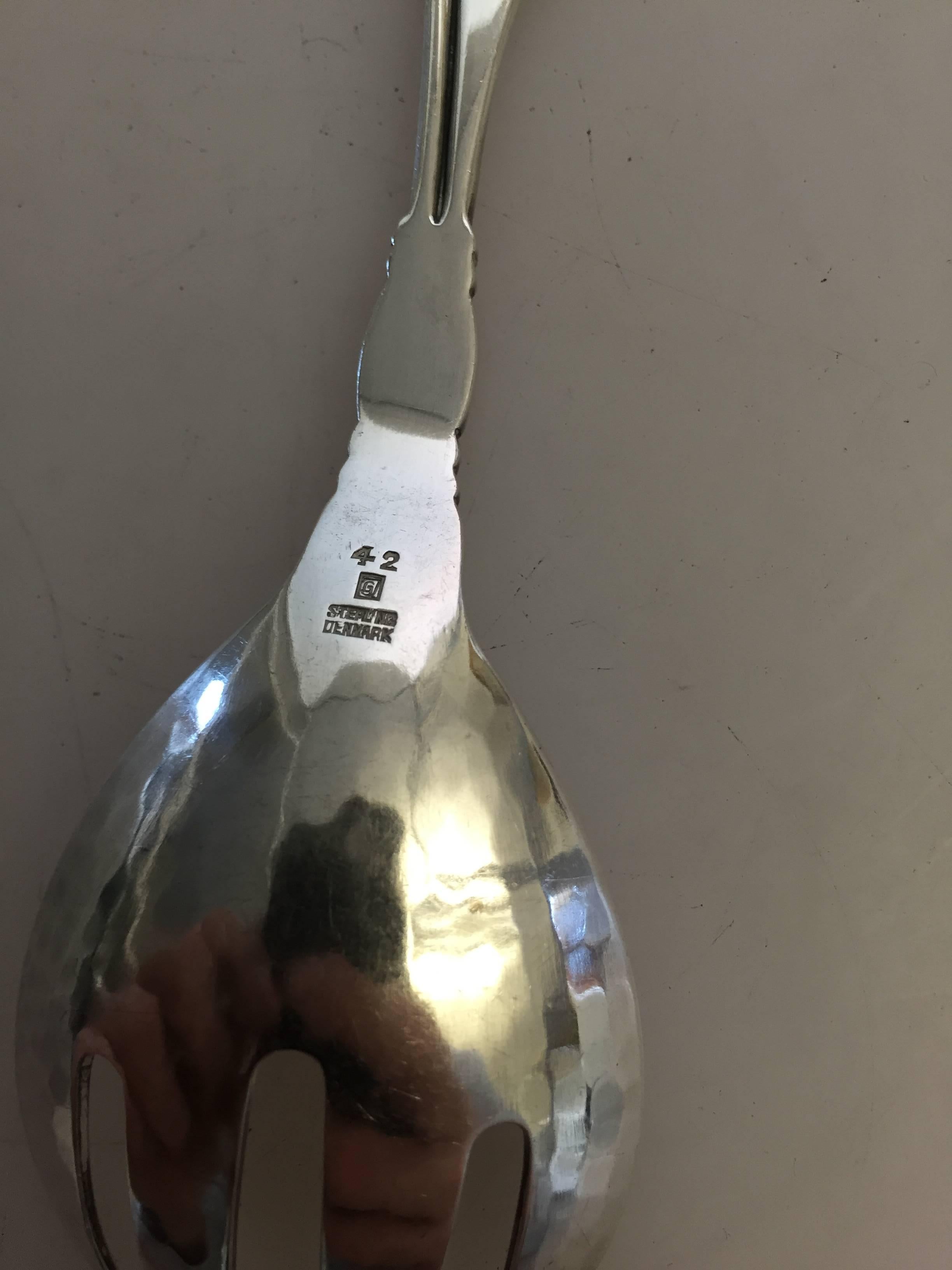 Danish Georg Jensen Sterling Silver Serving Fork For Sale