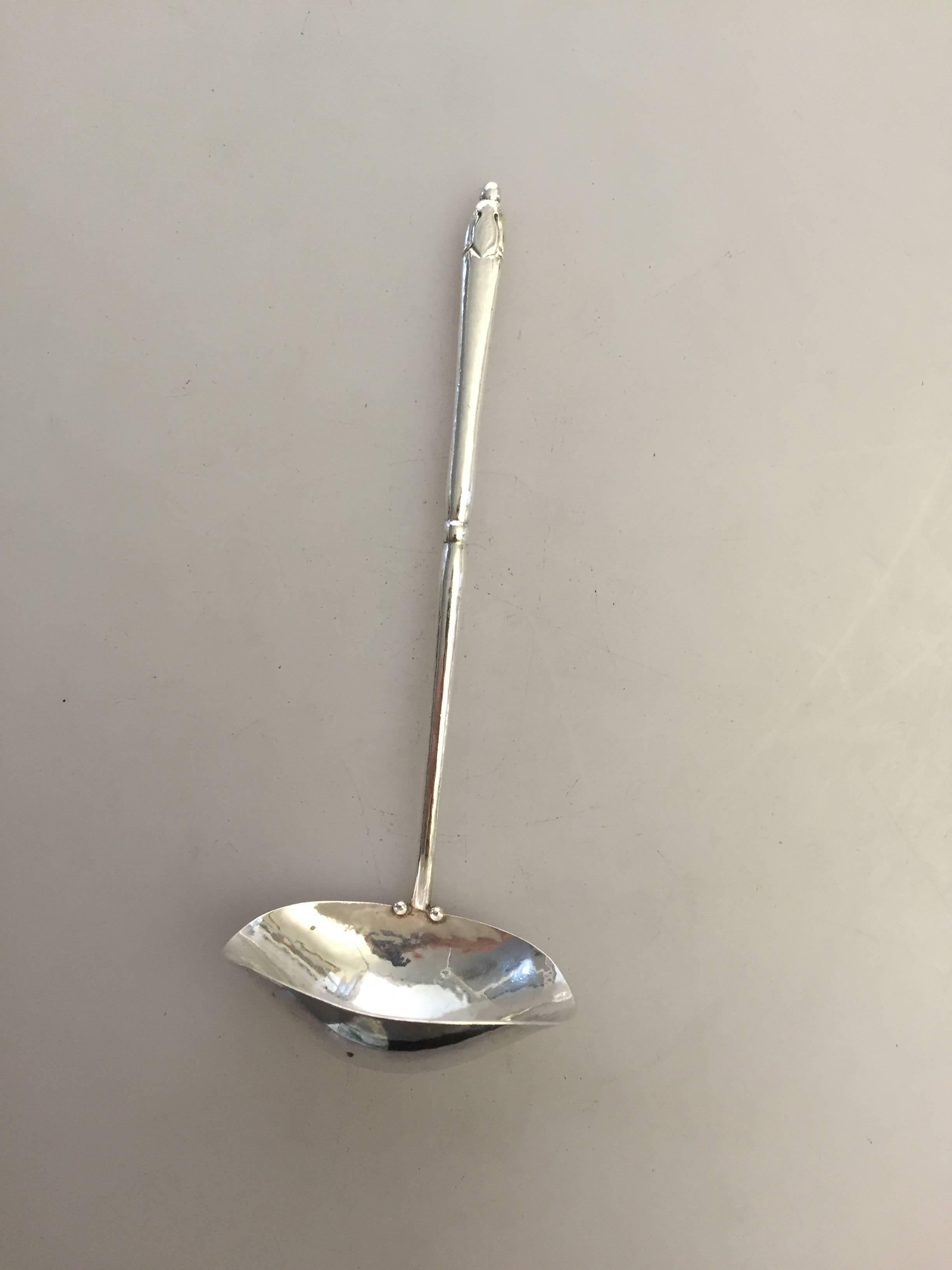 Early 20th Century Georg Jensen Sterling Silver Ornamental Sauce Spoon For Sale 1