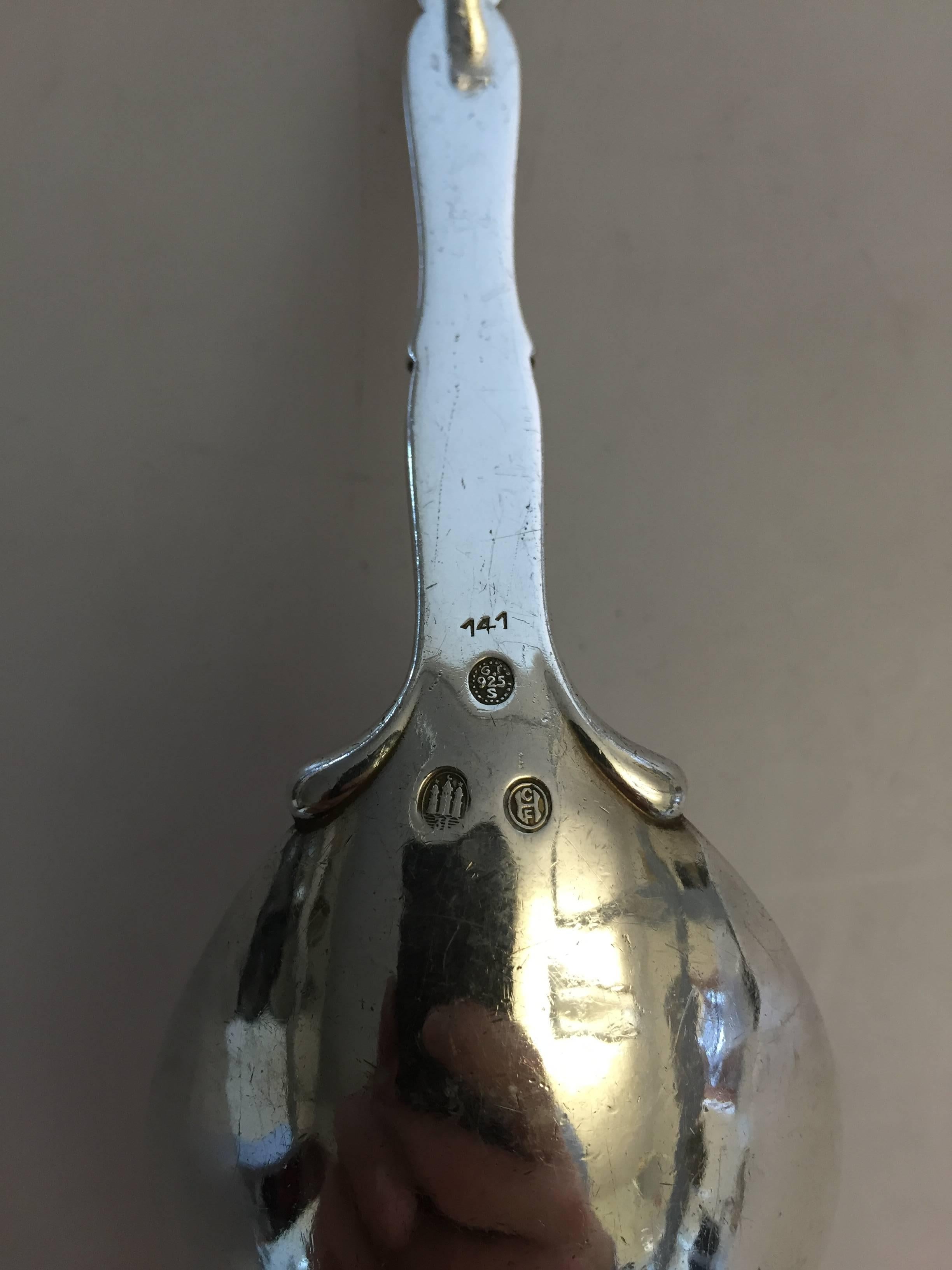 Art Nouveau Georg Jensen Sterling Silver Ornamental Serving Spoon For Sale