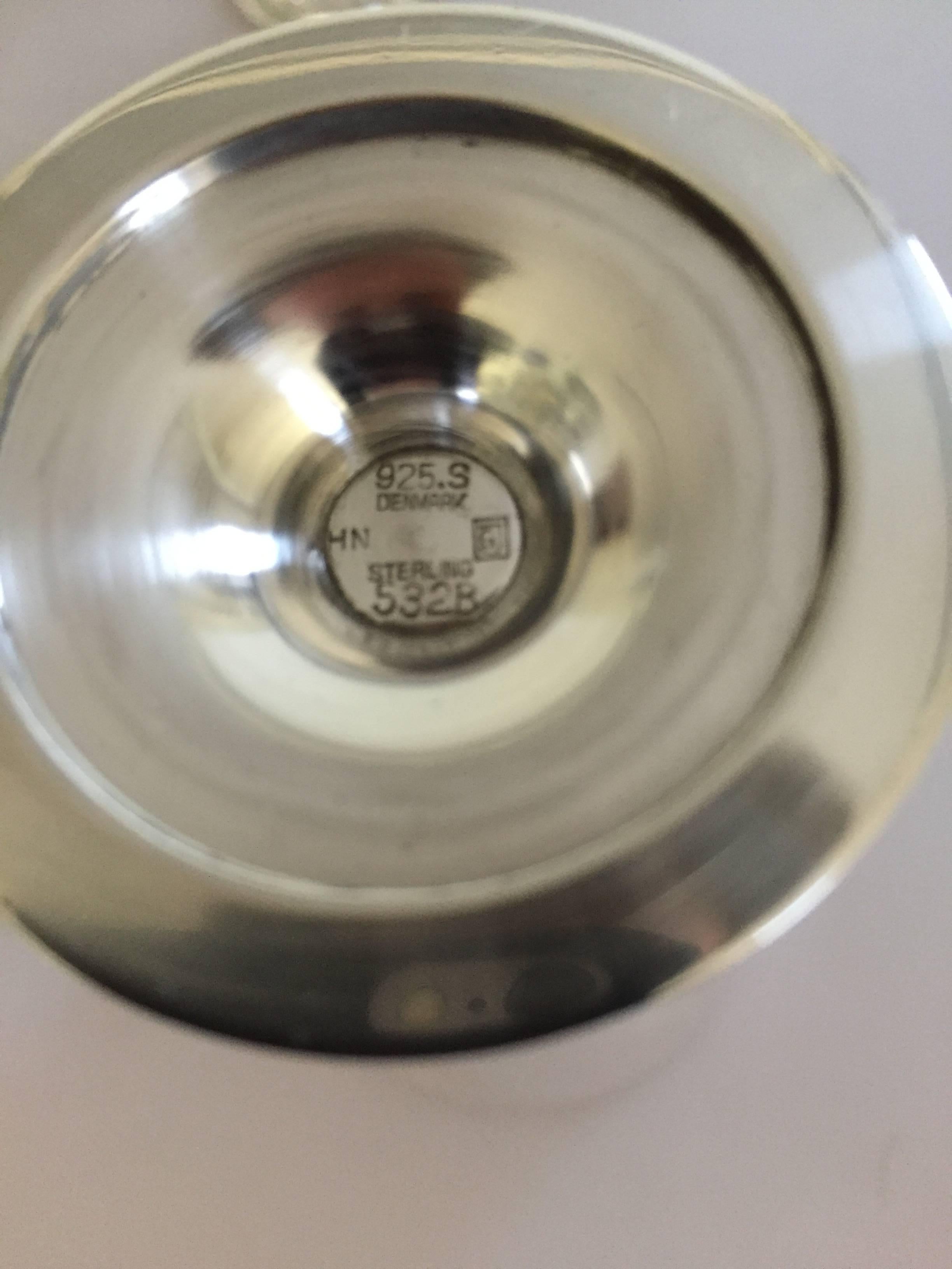 Danish Georg Jensen Sterling Silver Wine Goblets, Set of Eight