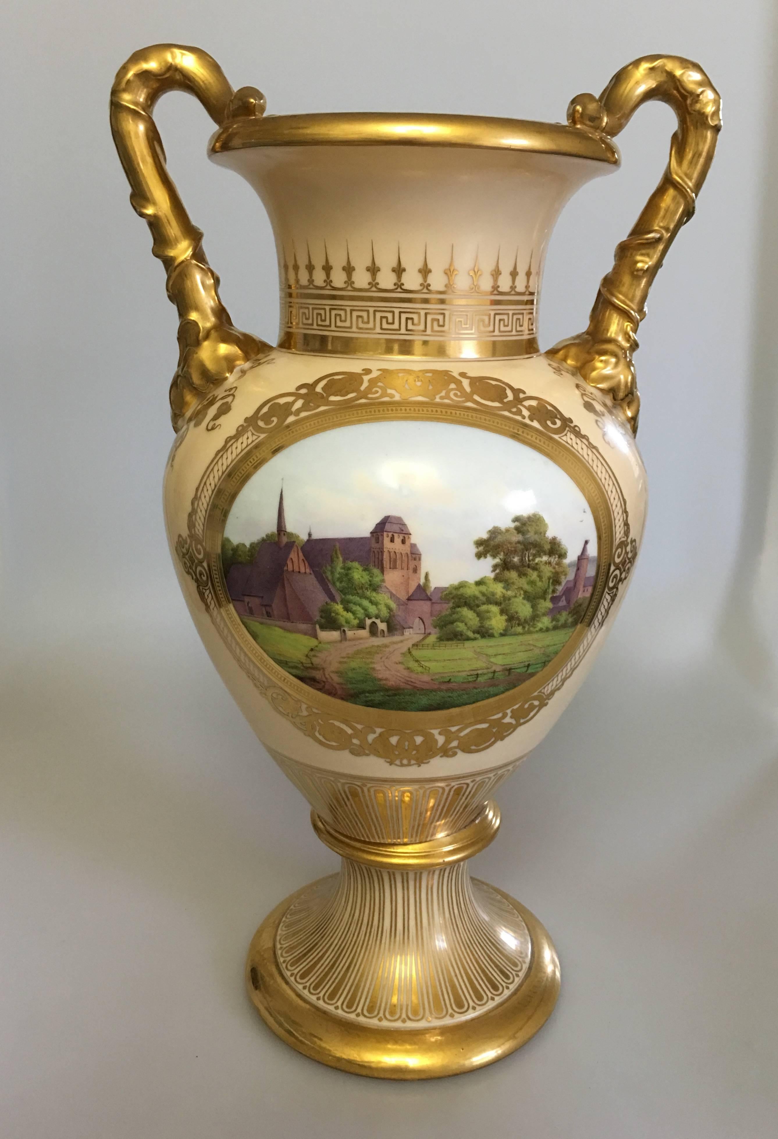 Neoclassical 19th Century Bing & Grondahl Ornamental Two-Handled Vase  For Sale