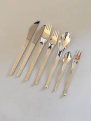 Hans Hansen Line Sterling Silver Flatware Set for 12 Pers, 84 Pieces