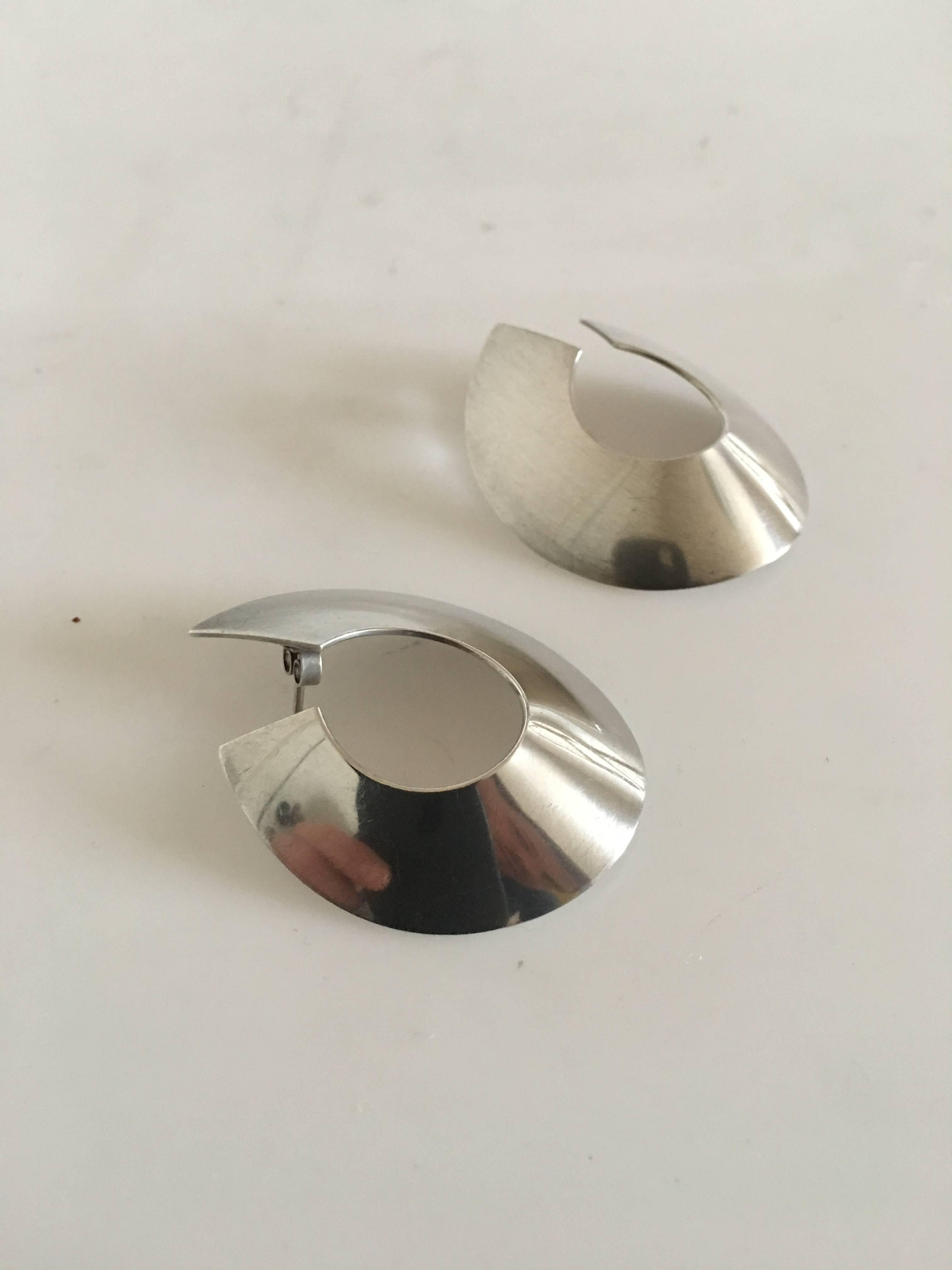 Georg Jensen sterling silver modern style earrings (Sticks) #377. Measures 4.5 cm diameter (1 49/64