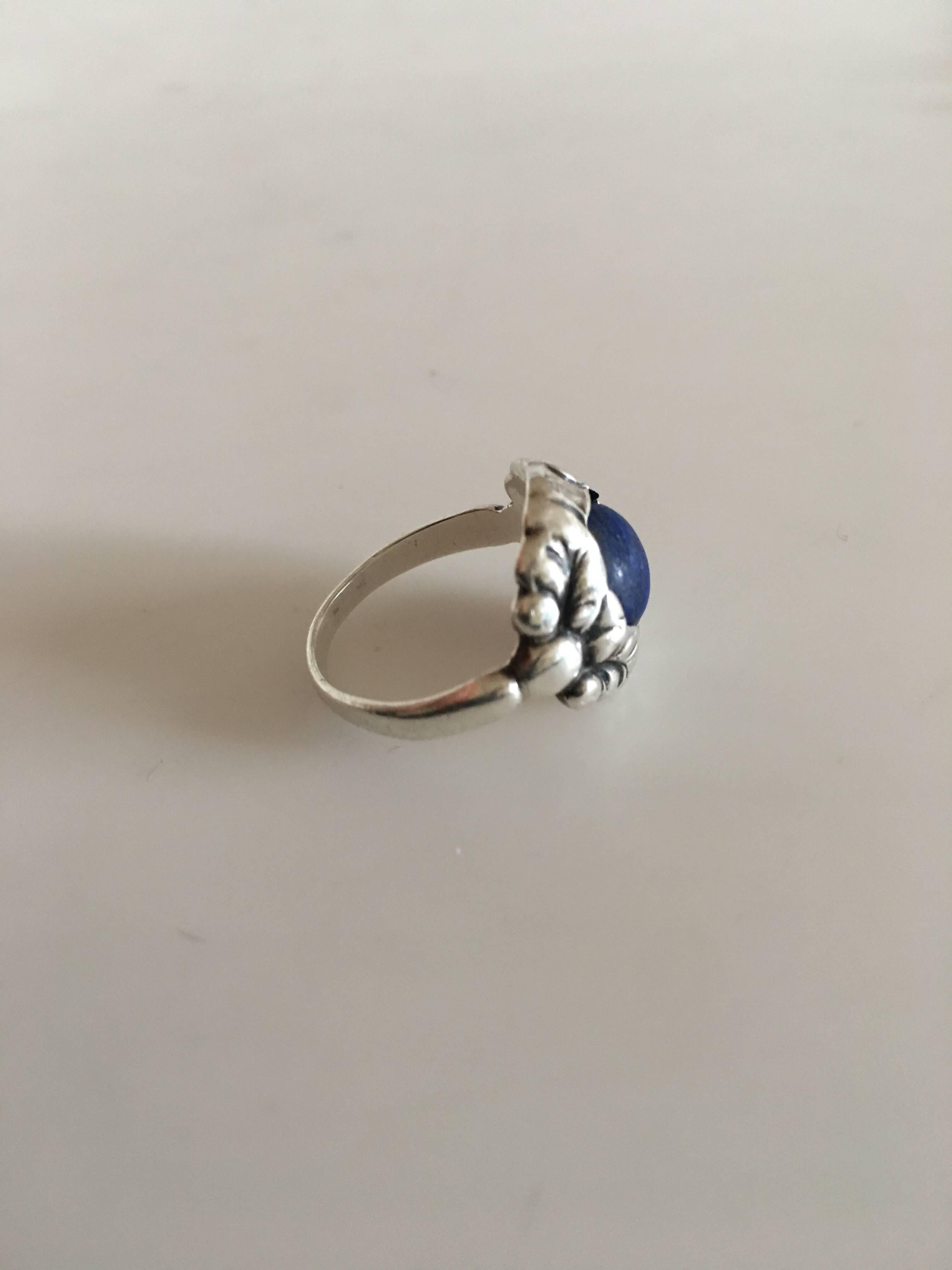 Danish Georg Jensen Sterling Silver Ring with Lapis Lazuli #11B