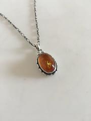 Georg Jensen Annual Pendent in Sterling Silver with Amber Stone, 2001