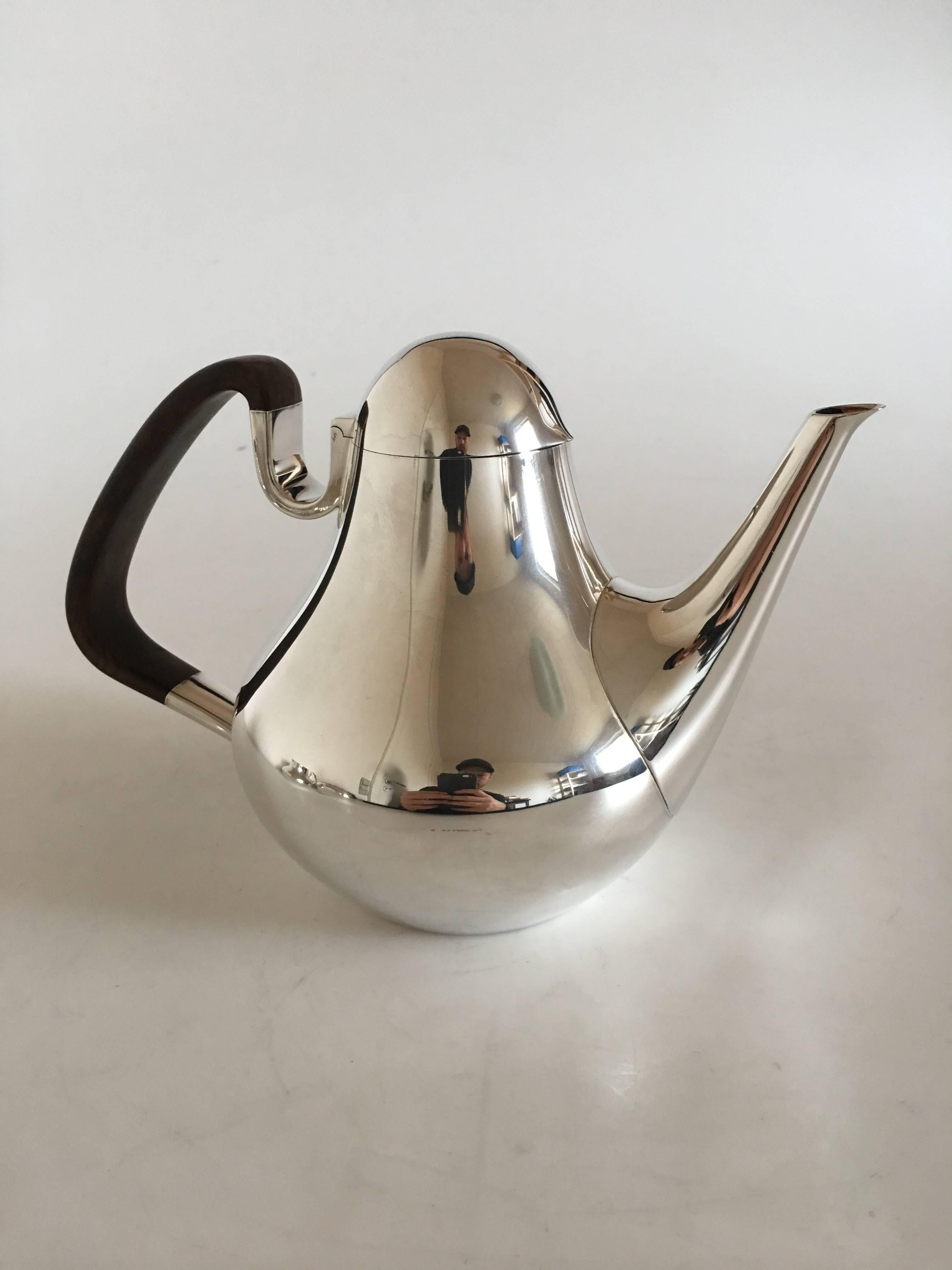 Georg Jensen Sterling Silver Henning Koppel Tea and Coffee Set with Tray #1017 In Excellent Condition In Copenhagen, DK
