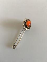 Georg Jensen Gilded Silver Brooch #2 with Amber