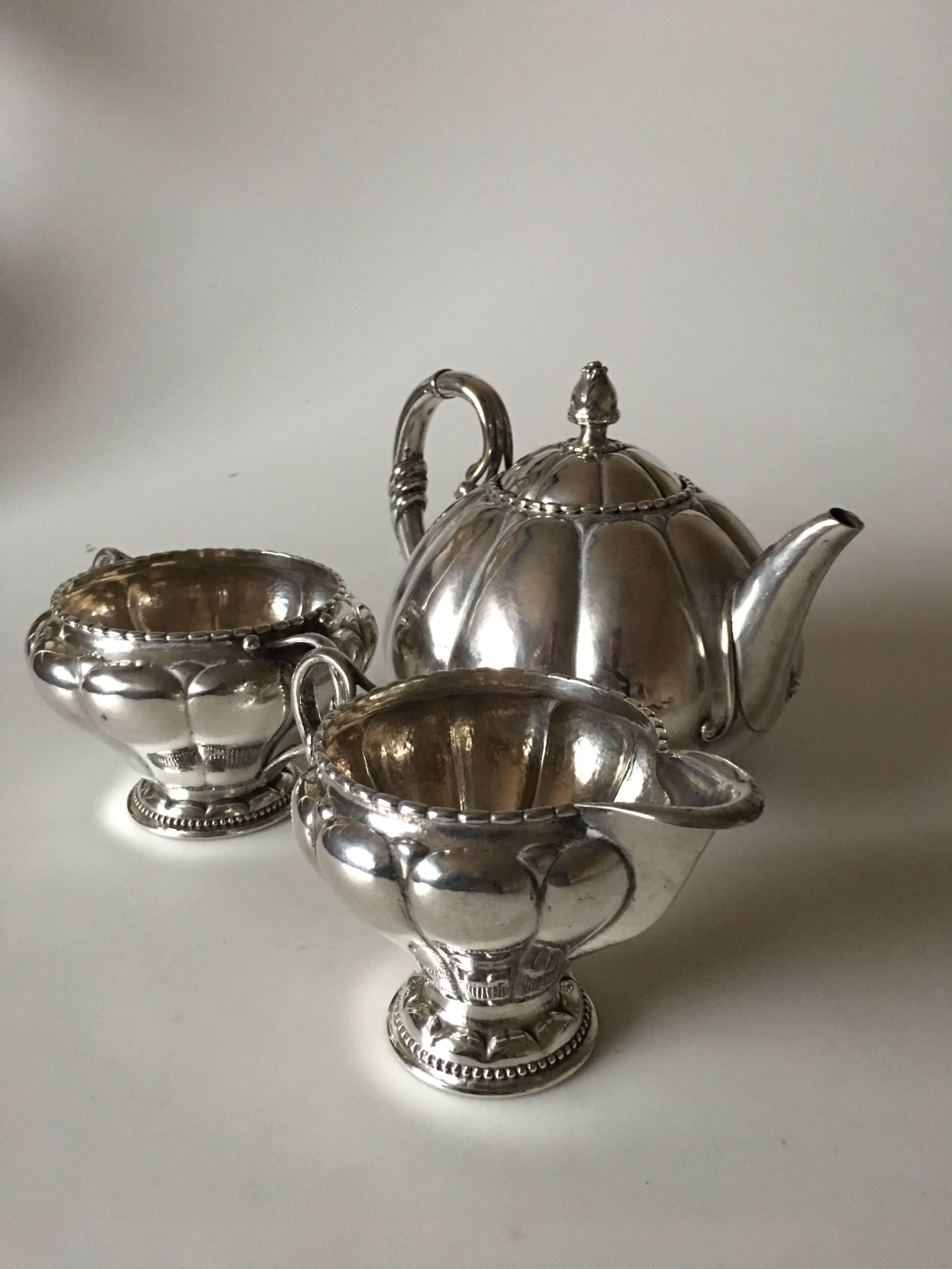 antique silver tea set markings