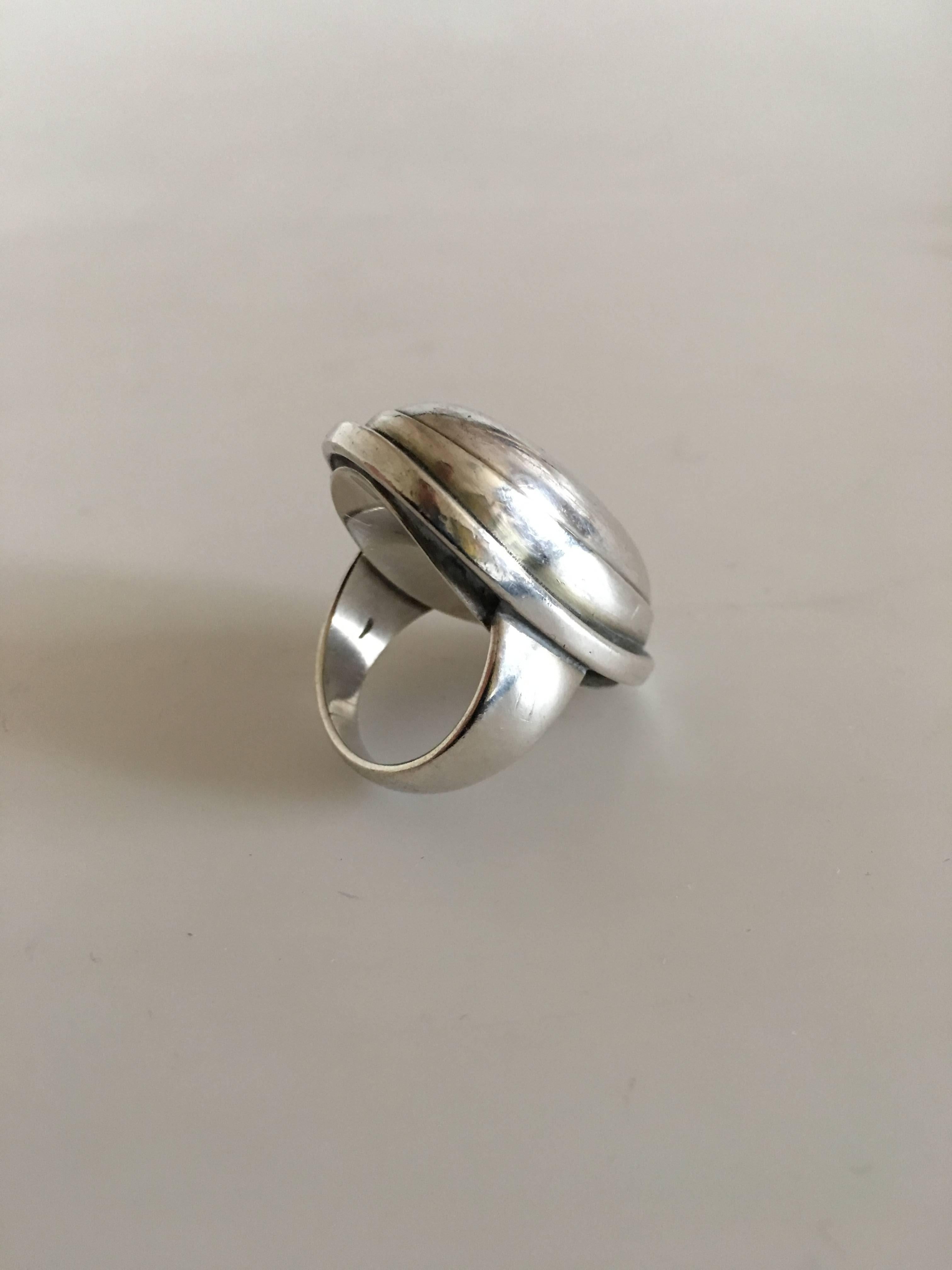 Danish Georg Jensen Sterling Silver Ring No. 46E with Silver Stone