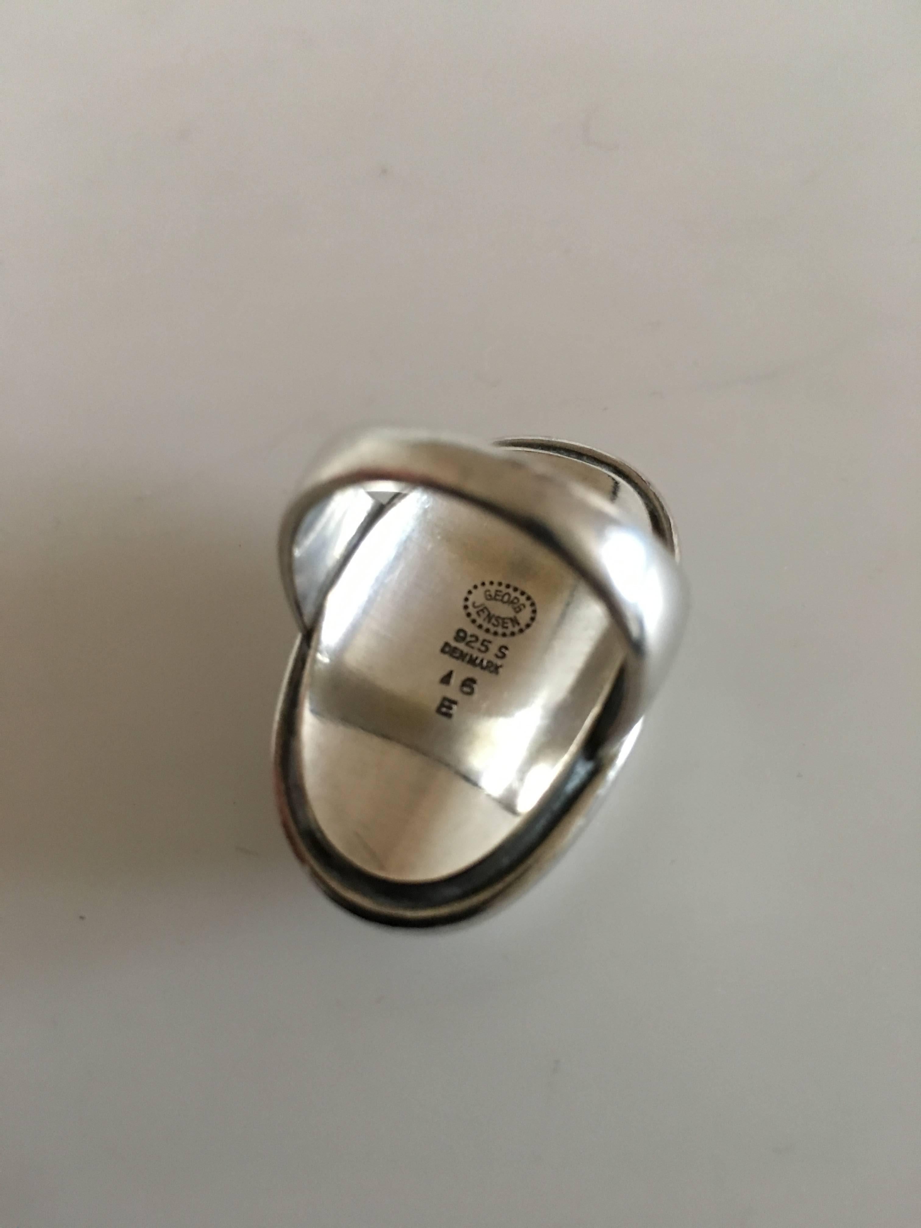 Georg Jensen Sterling Silver Ring No. 46E with Silver Stone In Excellent Condition In Copenhagen, DK