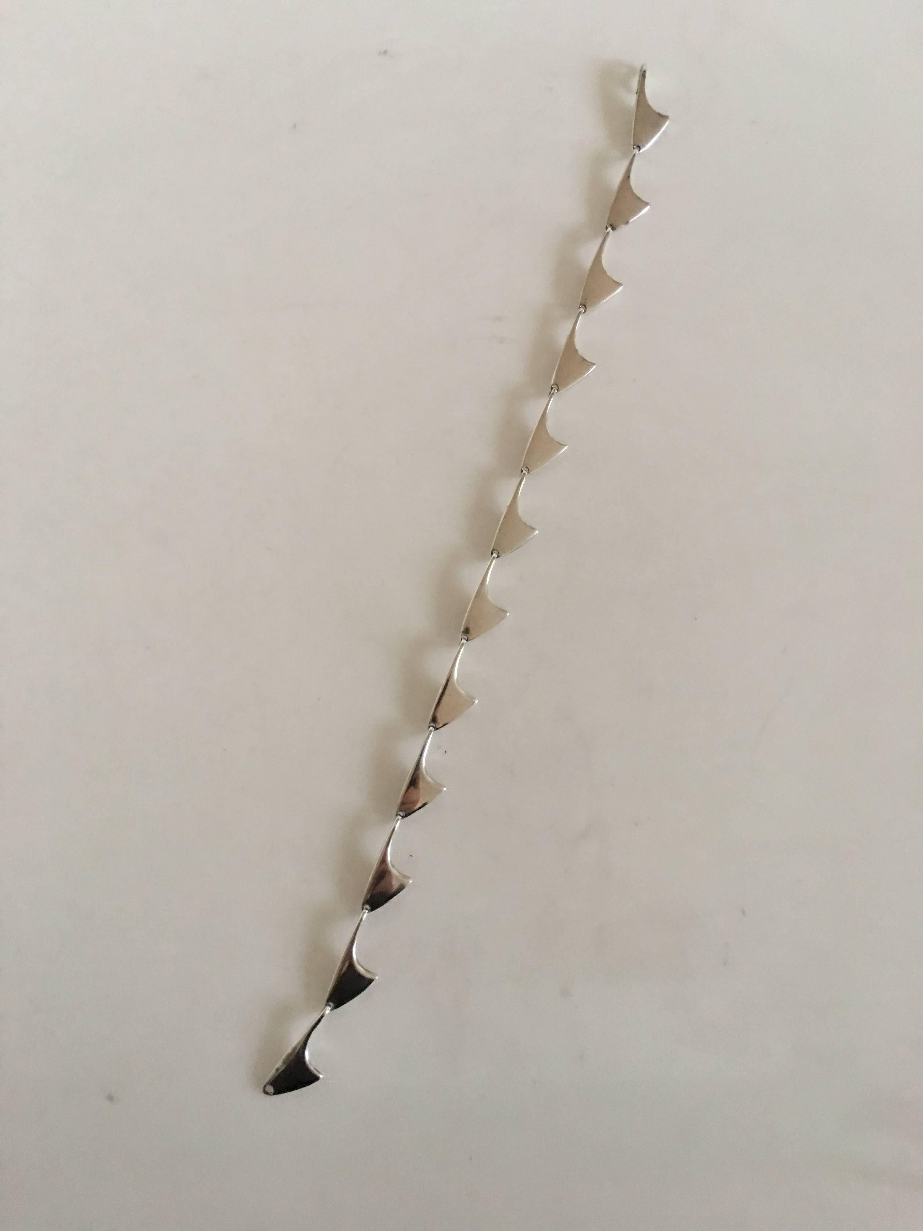 Danish Hans Hansen Sterling Silver Shark Fin Necklace #125