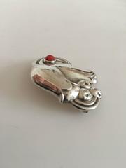 Georg Jensen Sterling Silver Tulip Brooch #100B with Coral