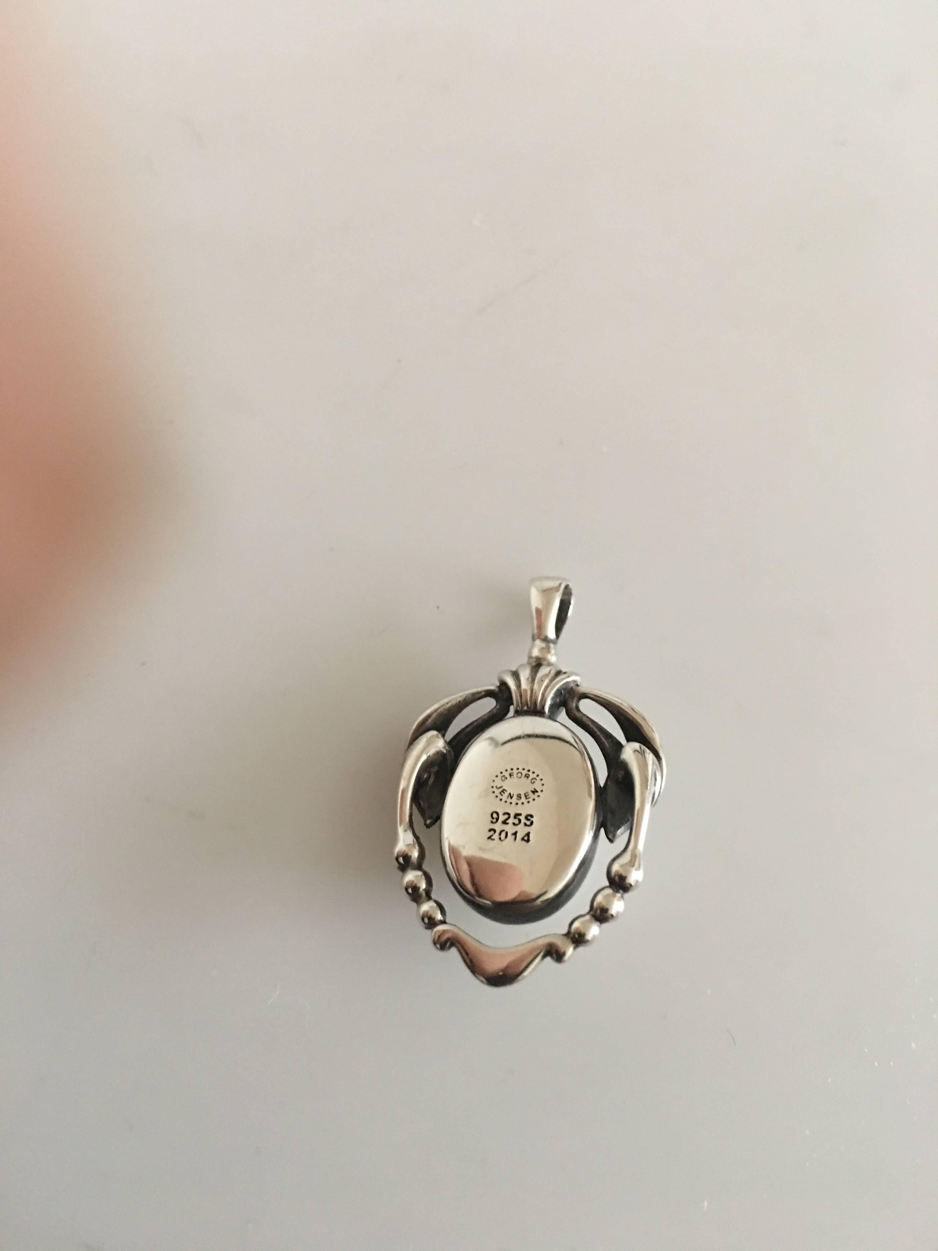 Danish Georg Jensen Sterling Silver 2014 Annual Pendant with Silver Stone