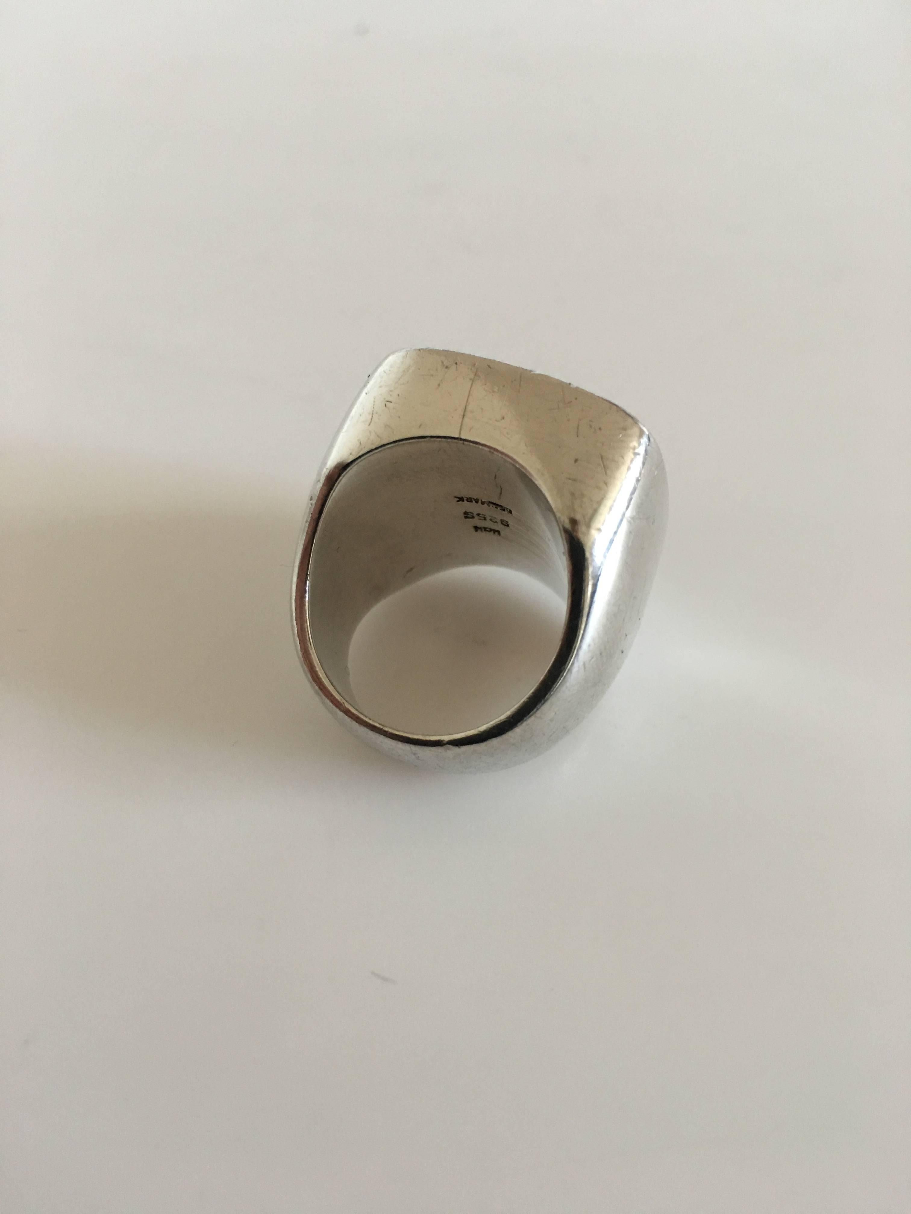 Modern Hans Hansen Sterling Silver Ring with Gilded Top