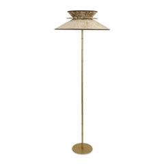  Daisy contemporary Floor Lamp Velvet gold pvc , silvered Glass necklace, brass