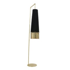 Magic Standing Lamp Brass Black Strips, Double Face of Silvered Glass Sheets