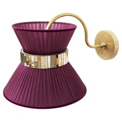 Tiffany Wall Bracket 30 Purple Silk, Antiqued Brass, Silvered Glass