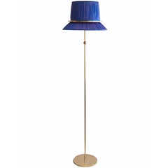 Pretty Standing Lamp, Pretty Woman, Brass Mat Finish Violet Silk in Stock