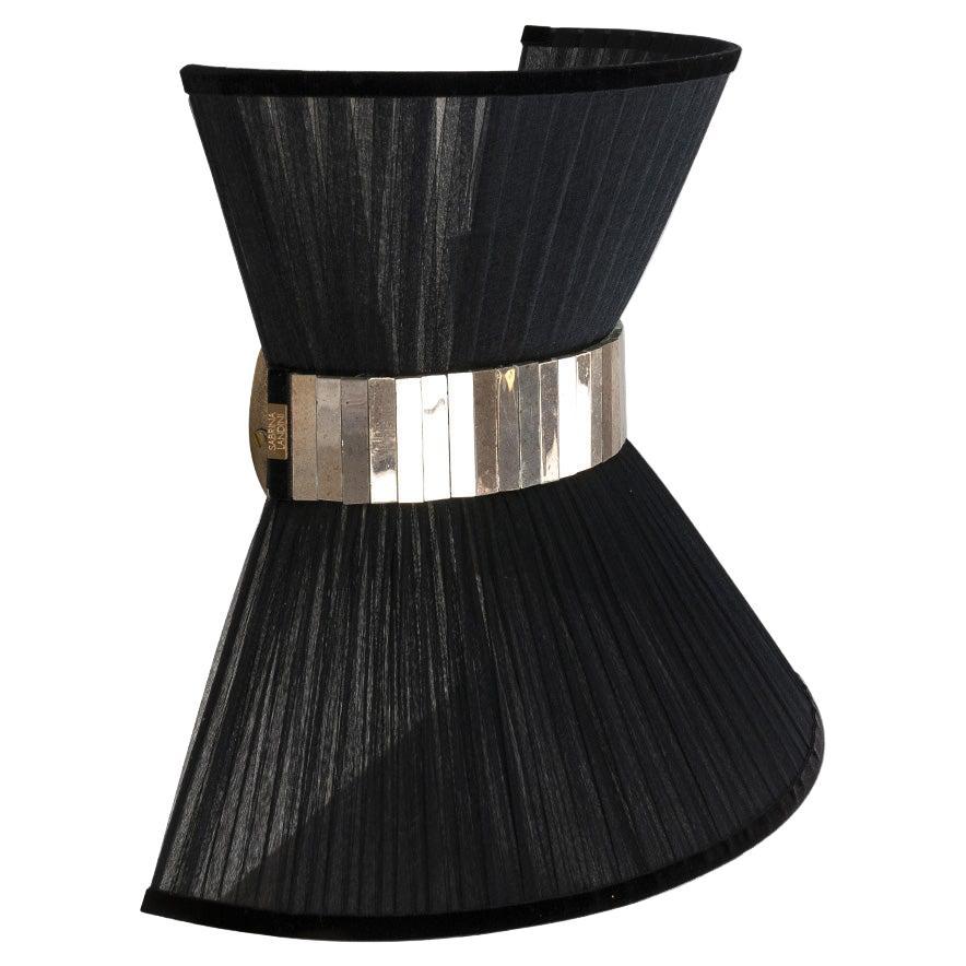 “Tiffany” contemporary bowtie wall lamp 40 , Black Silk, Silvered Glass, brass 
