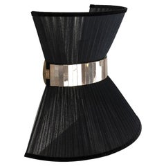 “Tiffany” contemporary bowtie wall lamp,40 ,Black Silk, Silvered Glass, brass 