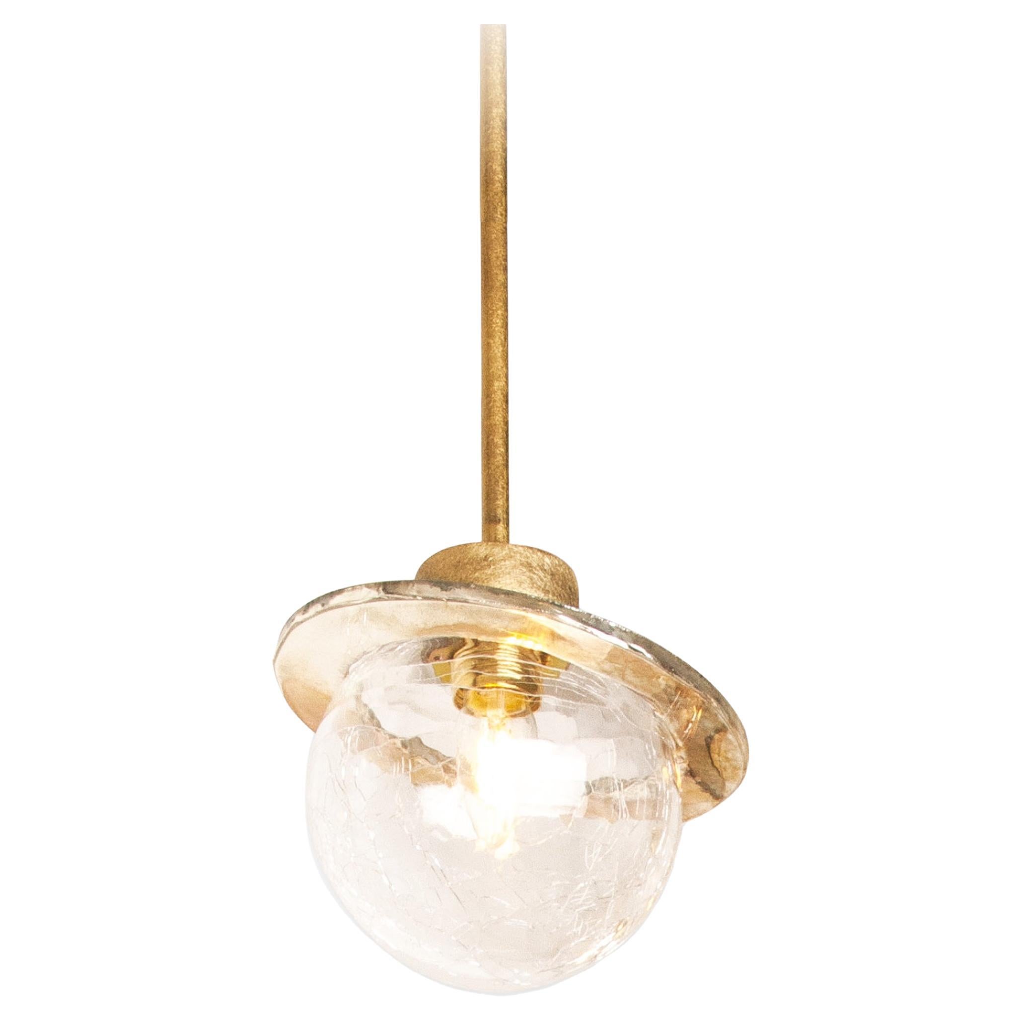 Lampe contemporaine Angel 22 en forme de bol en cristal, anneau en verre argenté coloré