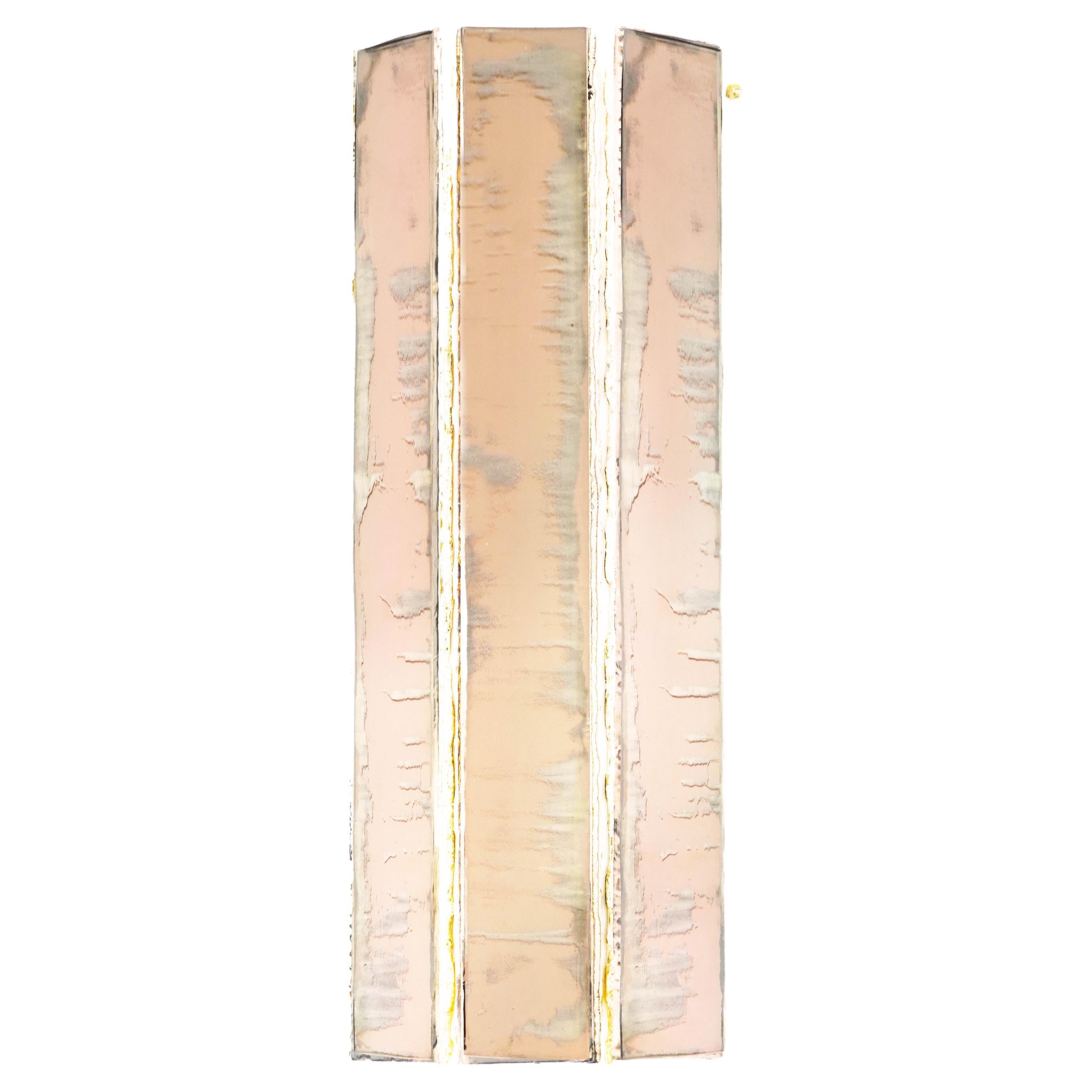 "Trilogy" Contemporary Wall Lamp, Rose Silvered art Glass