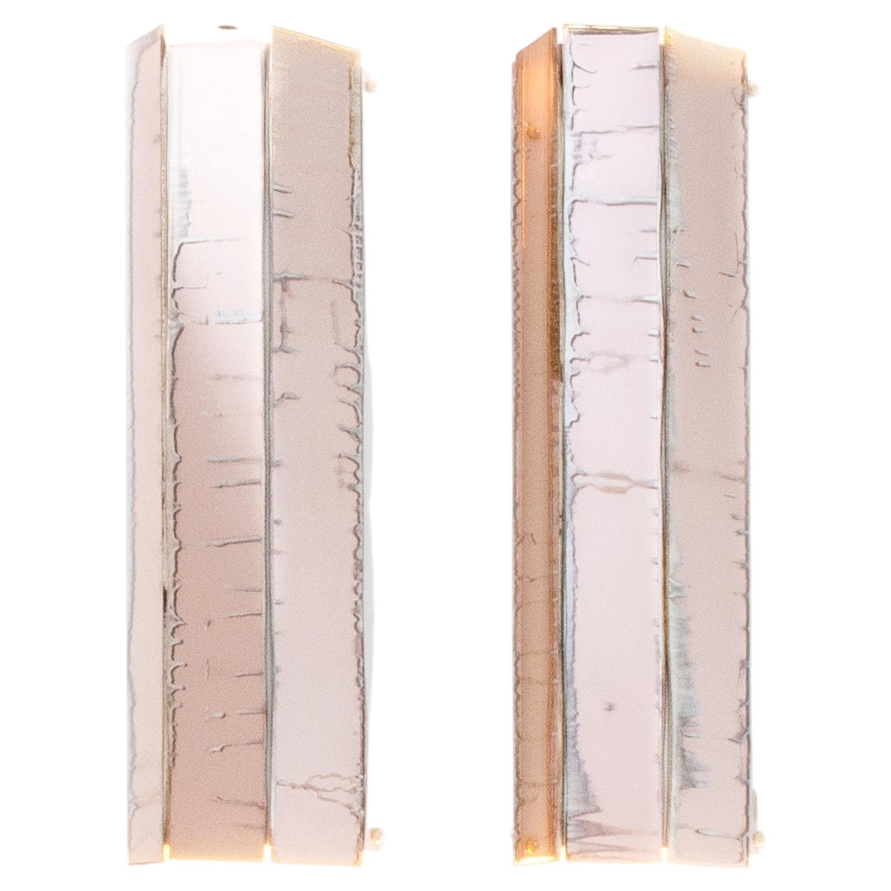 "Trilogy" Zeitgenössische Wandleuchte, Rose versilbertes Kunstglas