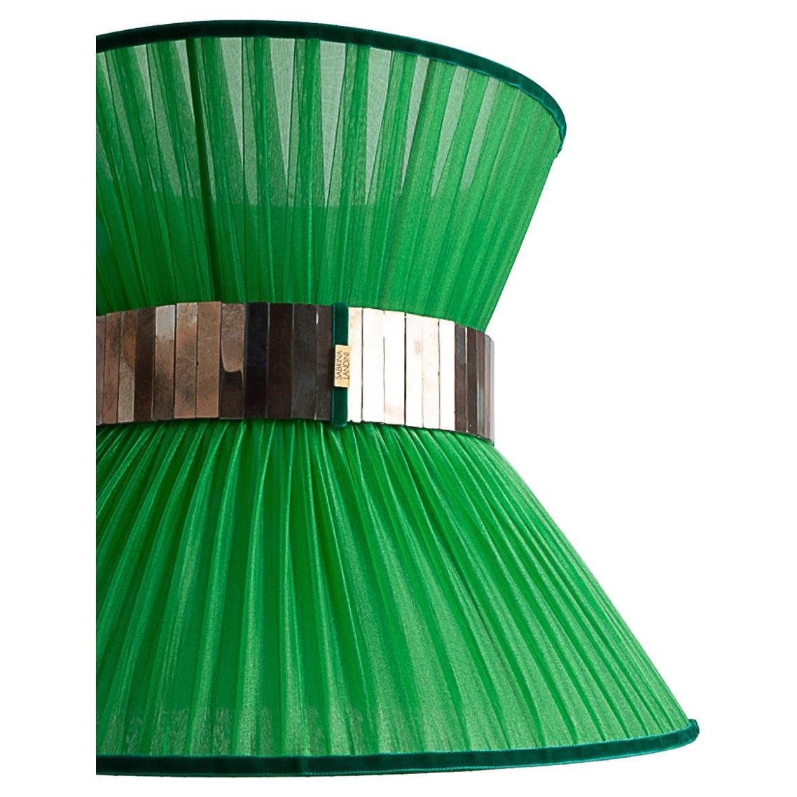 Zeitgenössische Tiffany-Tischlampe 40 Gras-Seide versilbertes Glas, antikes Messing (Versilbert) im Angebot